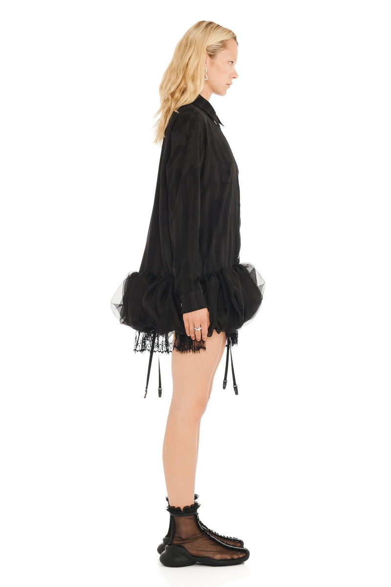 BLACK WAVY FLOWER STRIPE VALERIAN DRESS 5