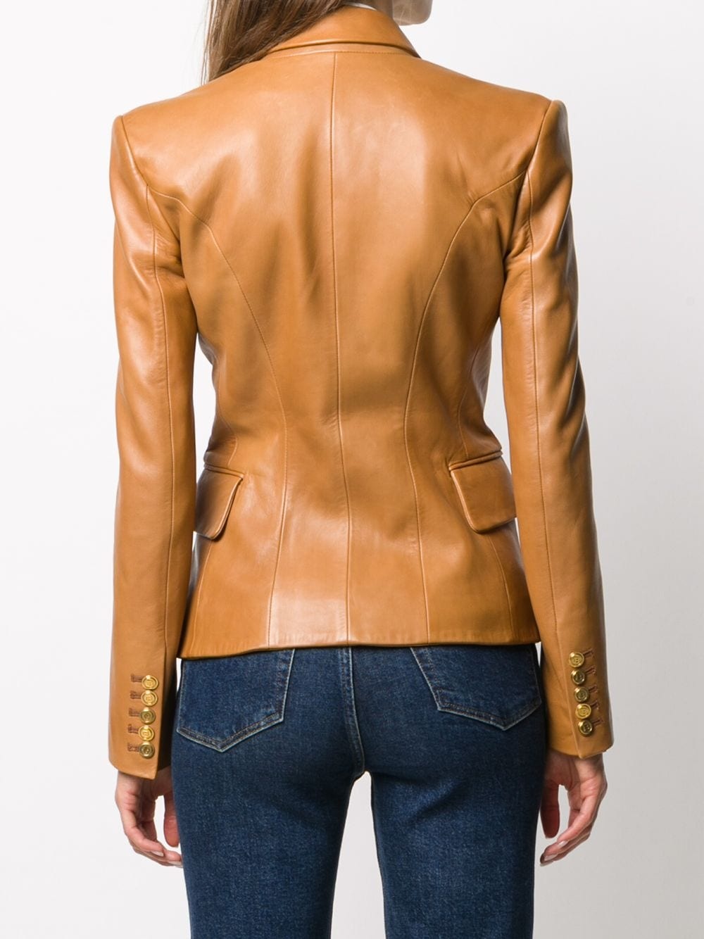 double-breasted lambskin jacket - 4