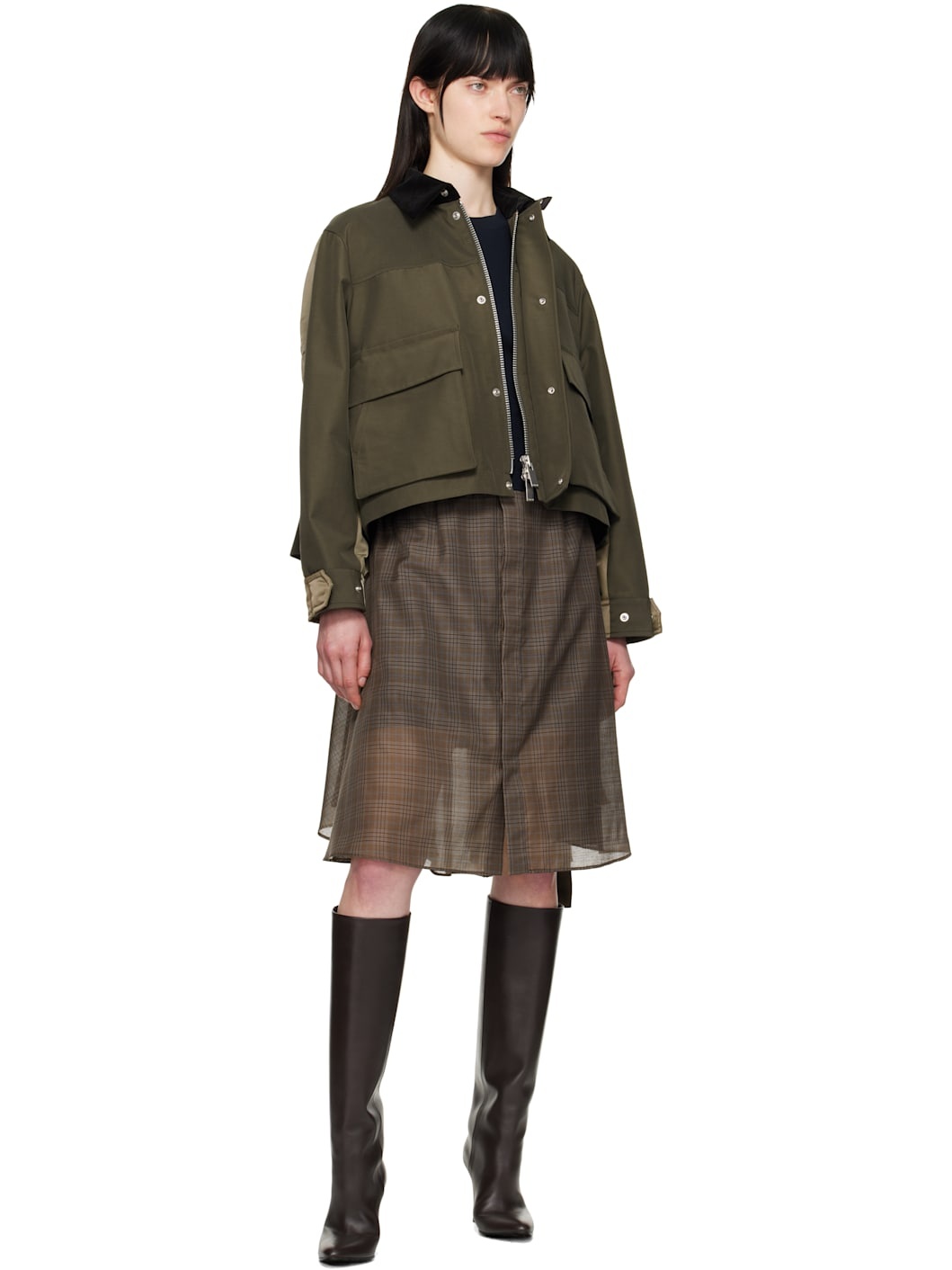 Khaki Grosgrain & Nylon Twill Jacket - 4