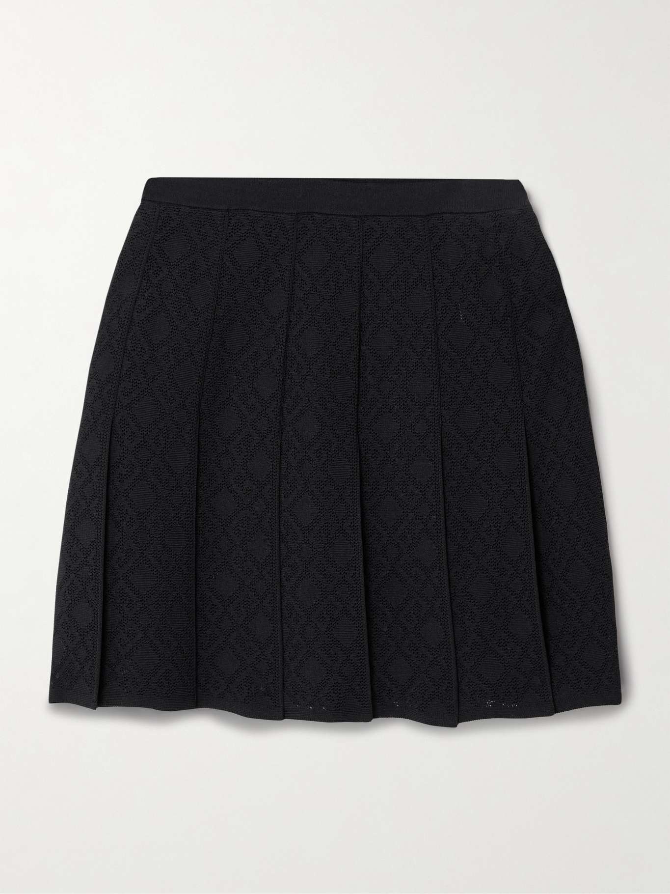 Pleated jacquard-knit mini skirt Black - 1