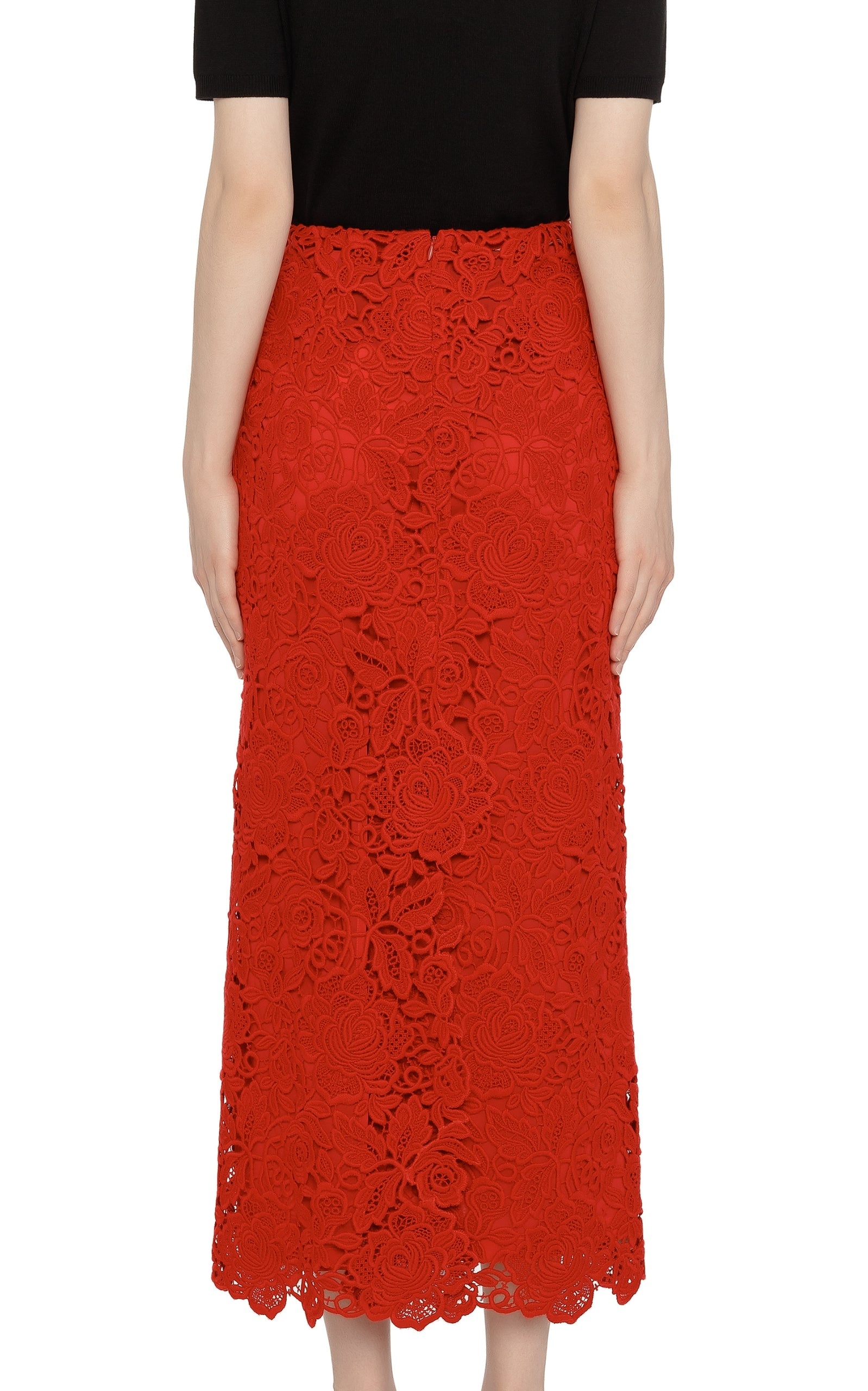Floral Guipure Lace Pencil Skirt - 4