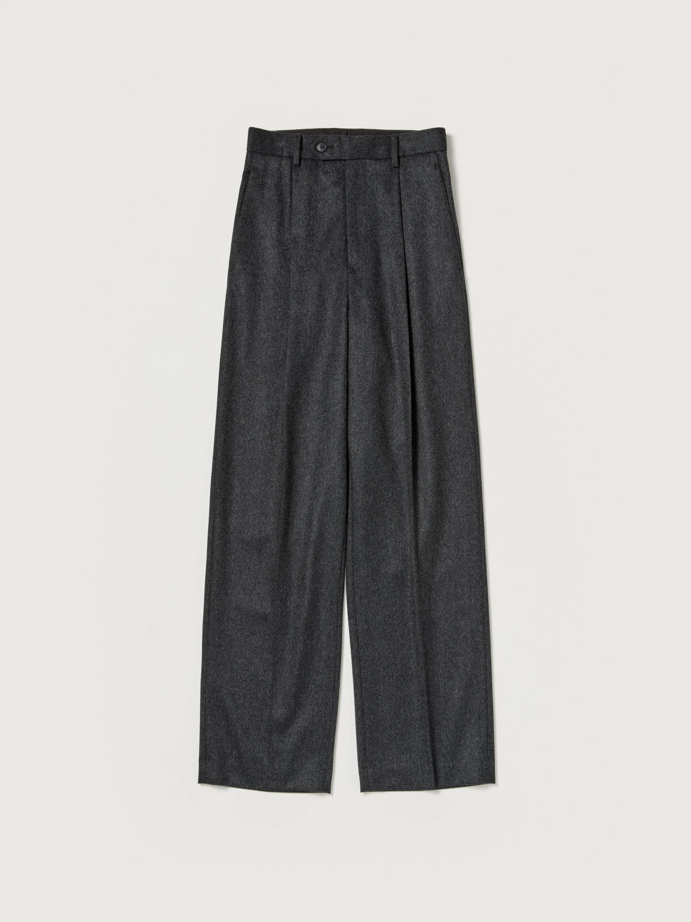 CASHMERE MOLESKIN TWO-TUCK SLACKS - 1