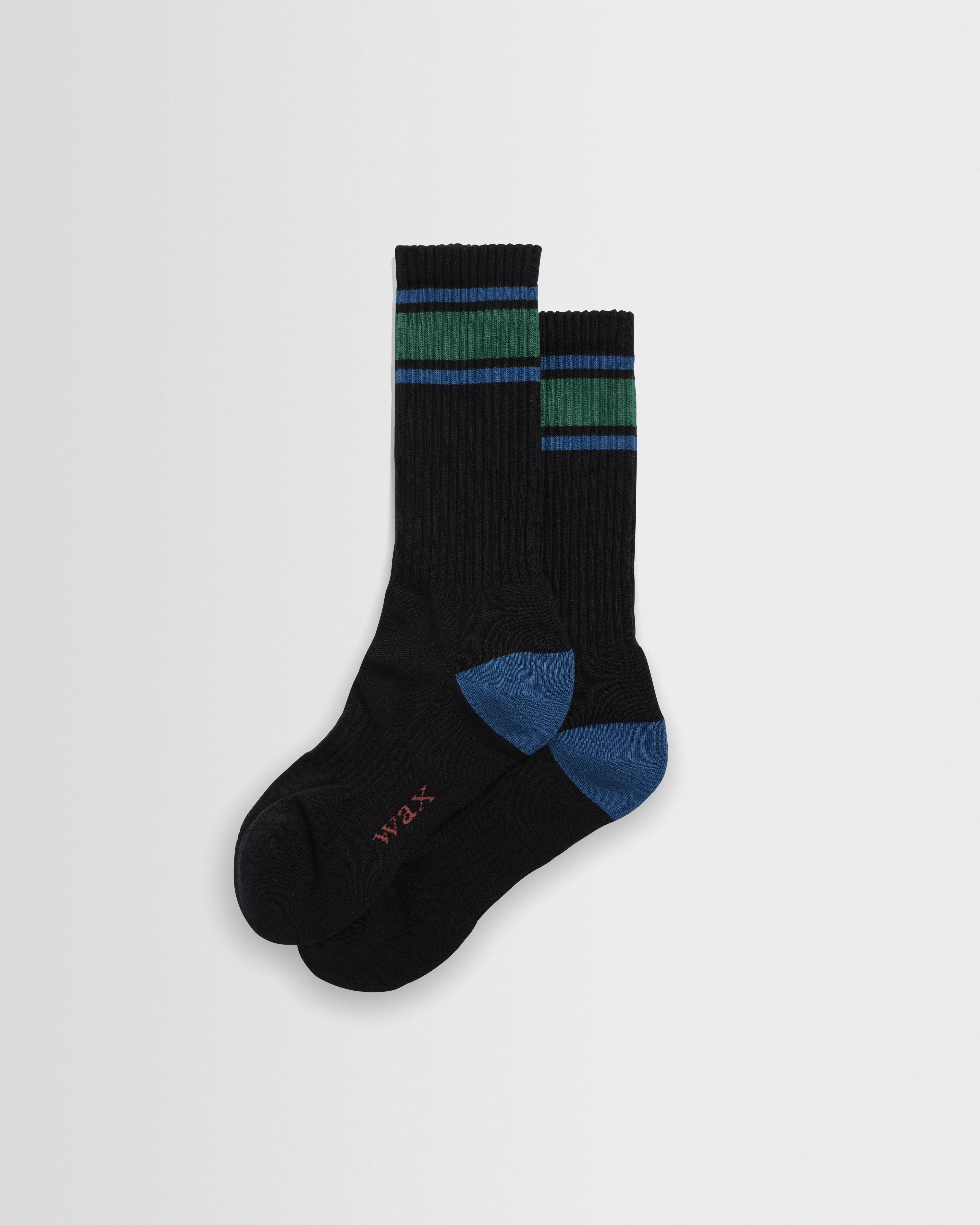 Thorpe - Black And Bright Blue Branded Stripe Socks - 1