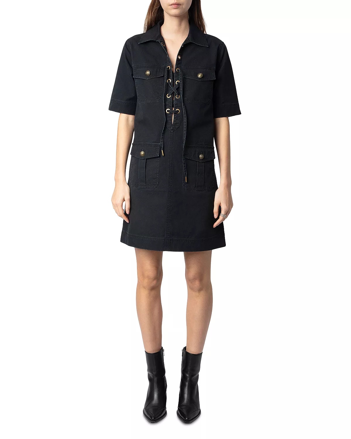 Record Military Cotton Mini Dress - 2