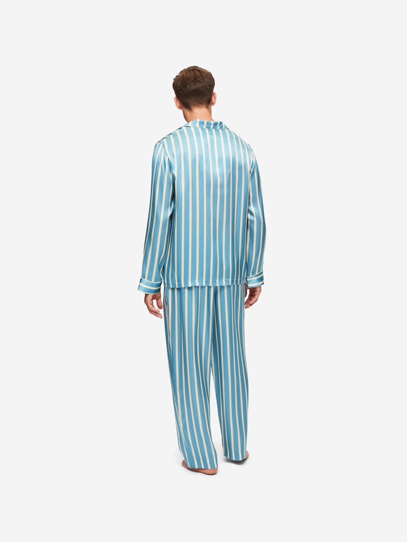 Men's Pyjamas Brindisi 88 Silk Satin Blue - 5