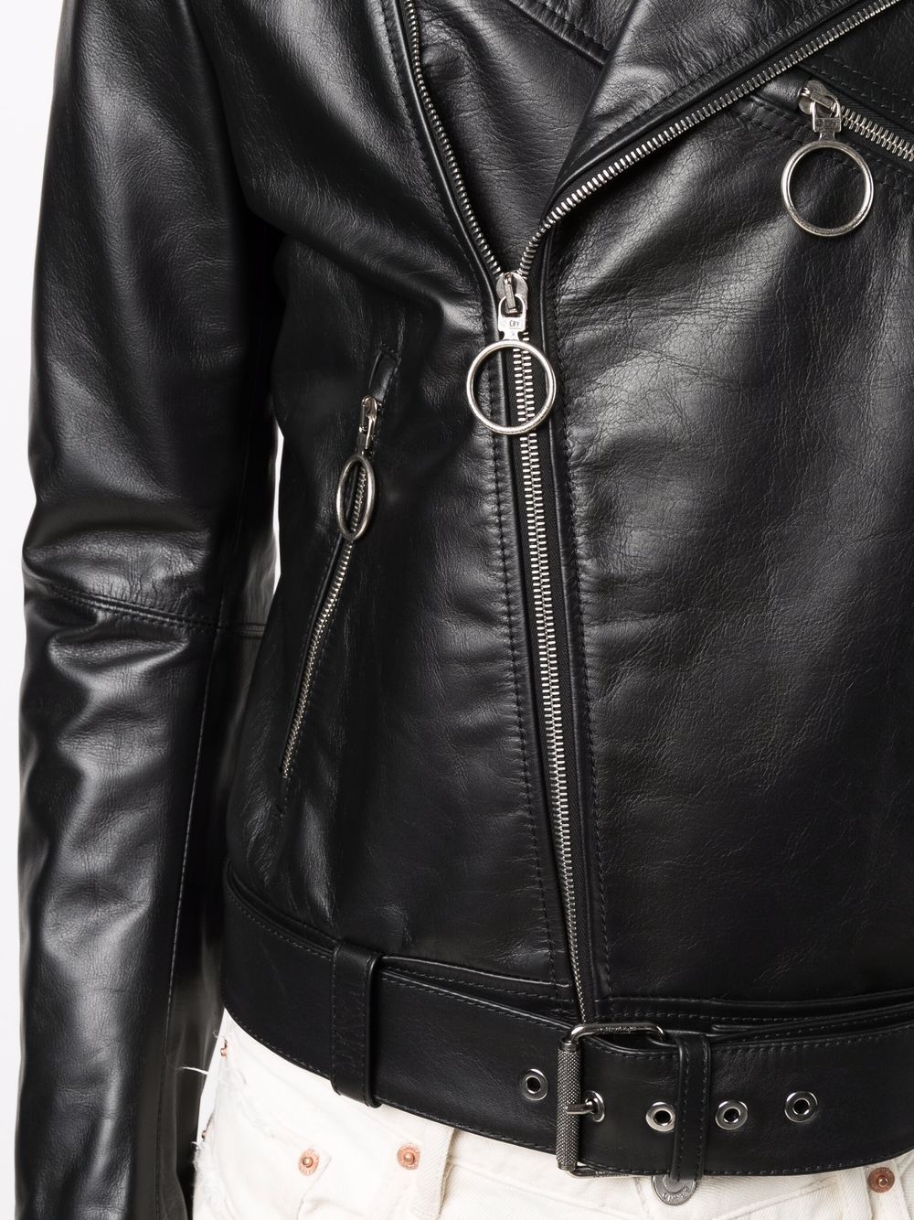 Marker leather biker jacket - 5