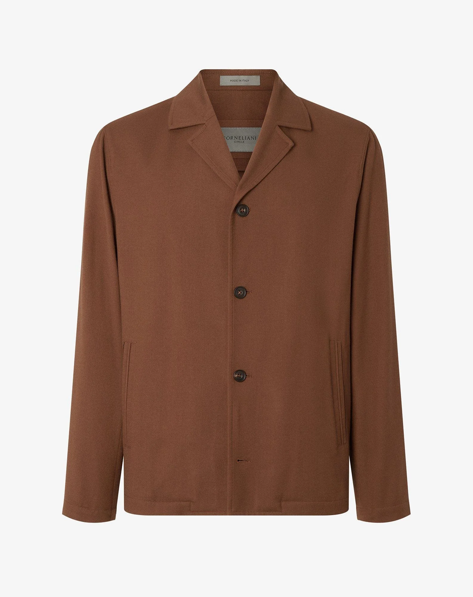 Brown ultra fine 160's wool overshirt - 1