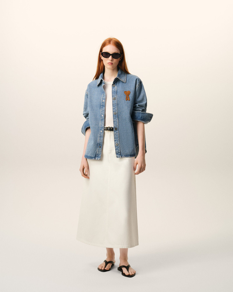 AMI Paris BLUE COTTON KNITTED AMI DE COEUR OVERSHIRT outlook