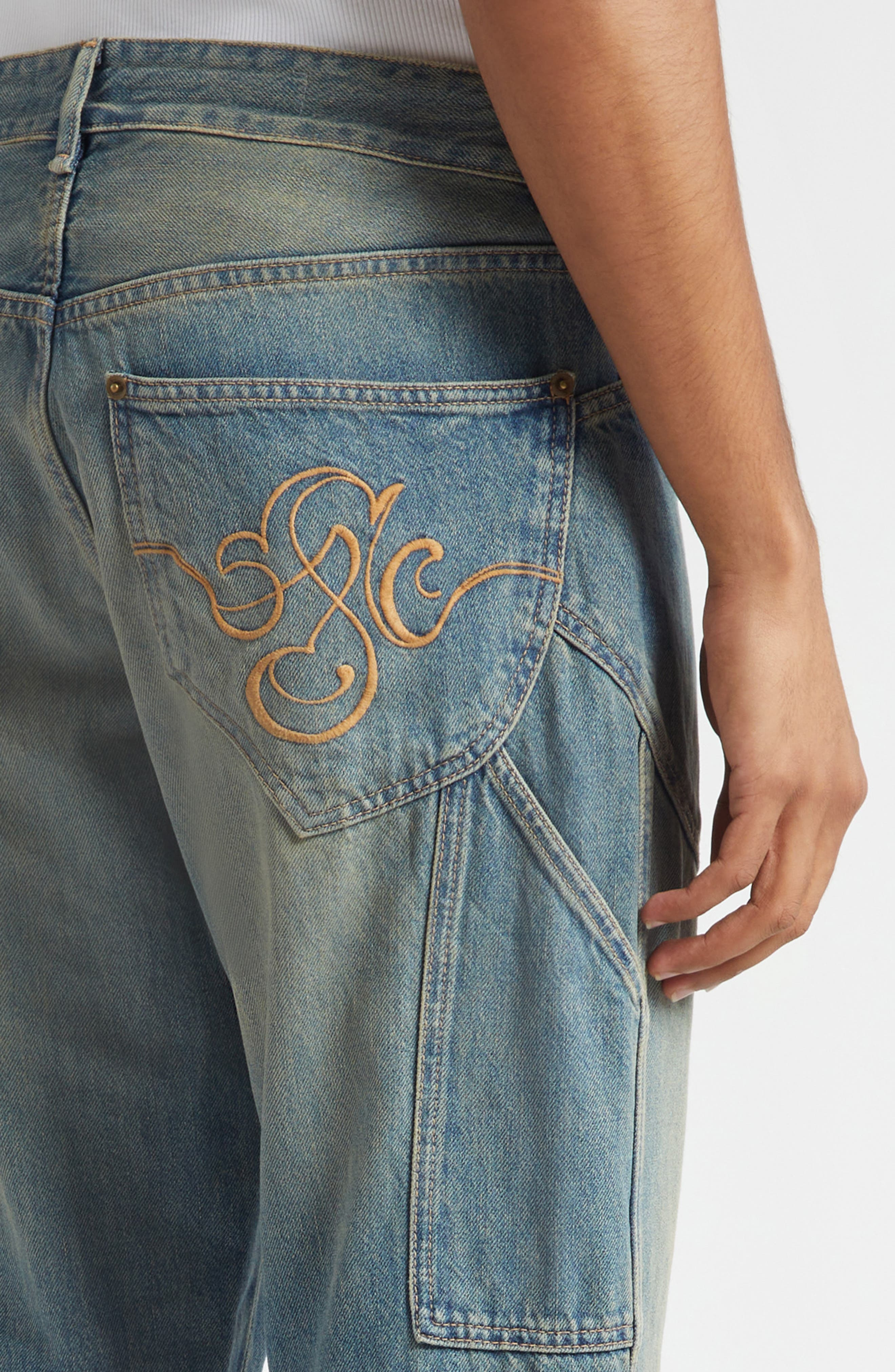 STOCKHOLM SURFBOARD CLUB Hawk Bootcut Carpenter Jeans in Sand Blue at Nordstrom - 5