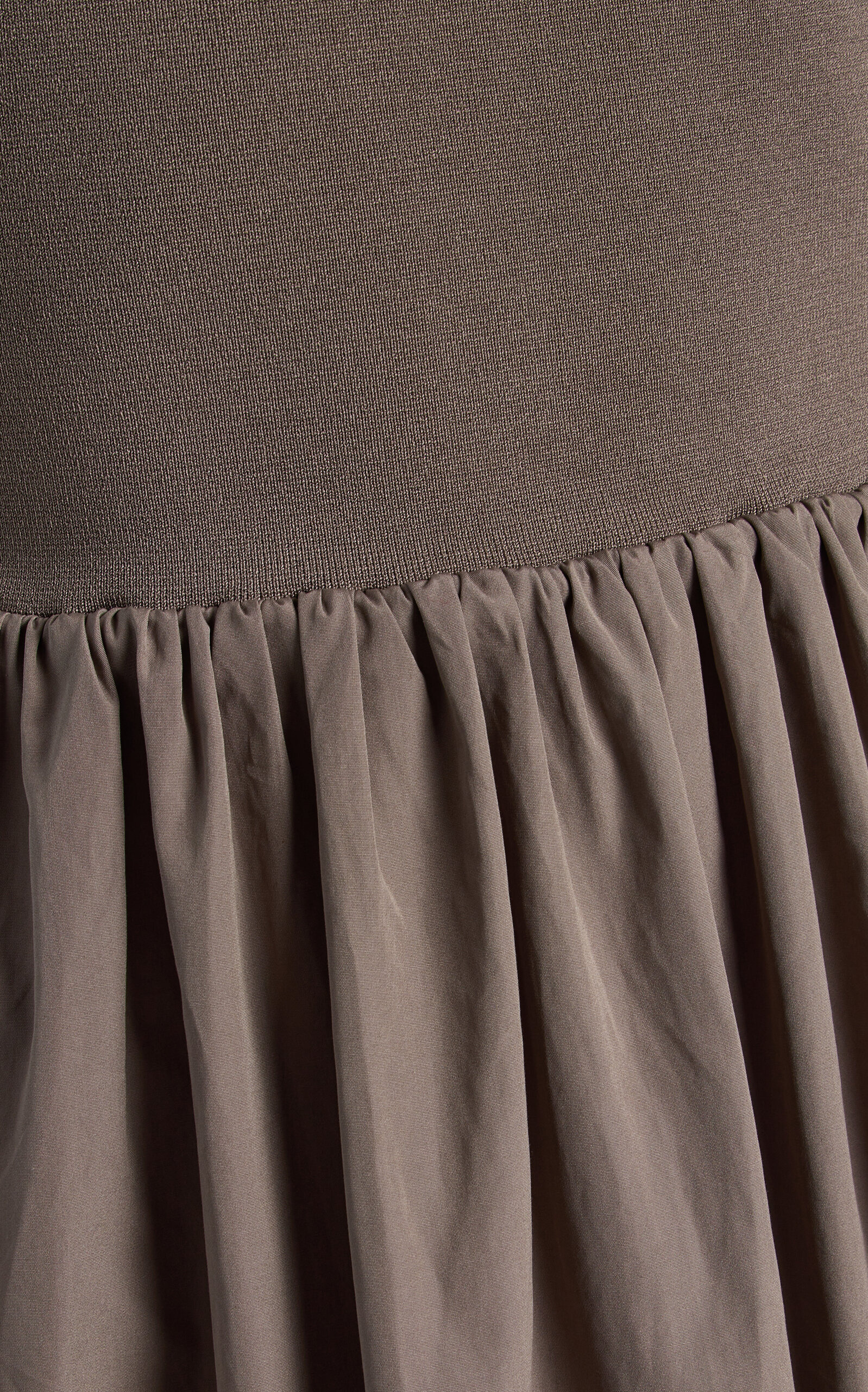 Exclusive Strapless Knit and Cotton Maxi Dress taupe - 5