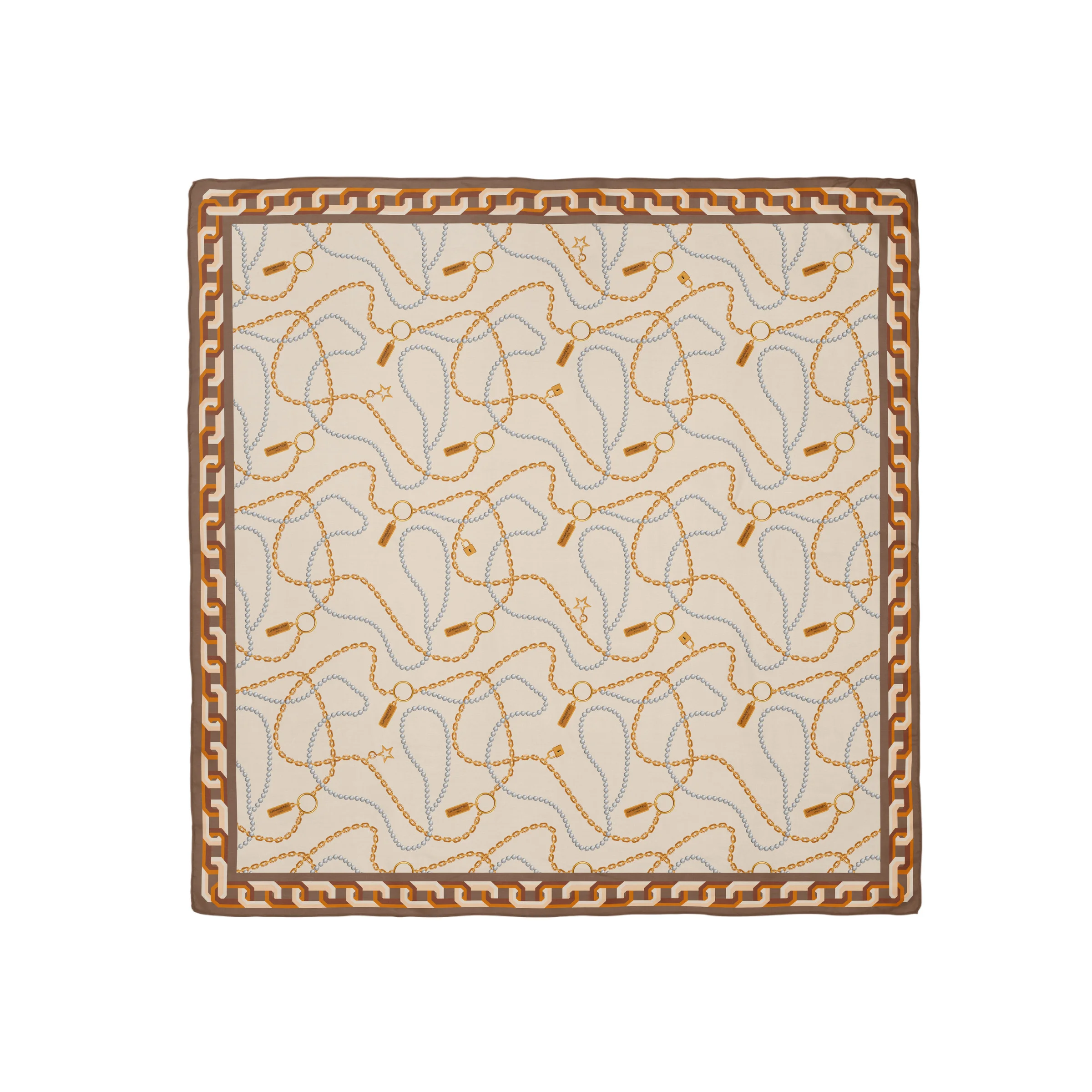 Heritage Chain and Pearls Silk Square Scarf - 1