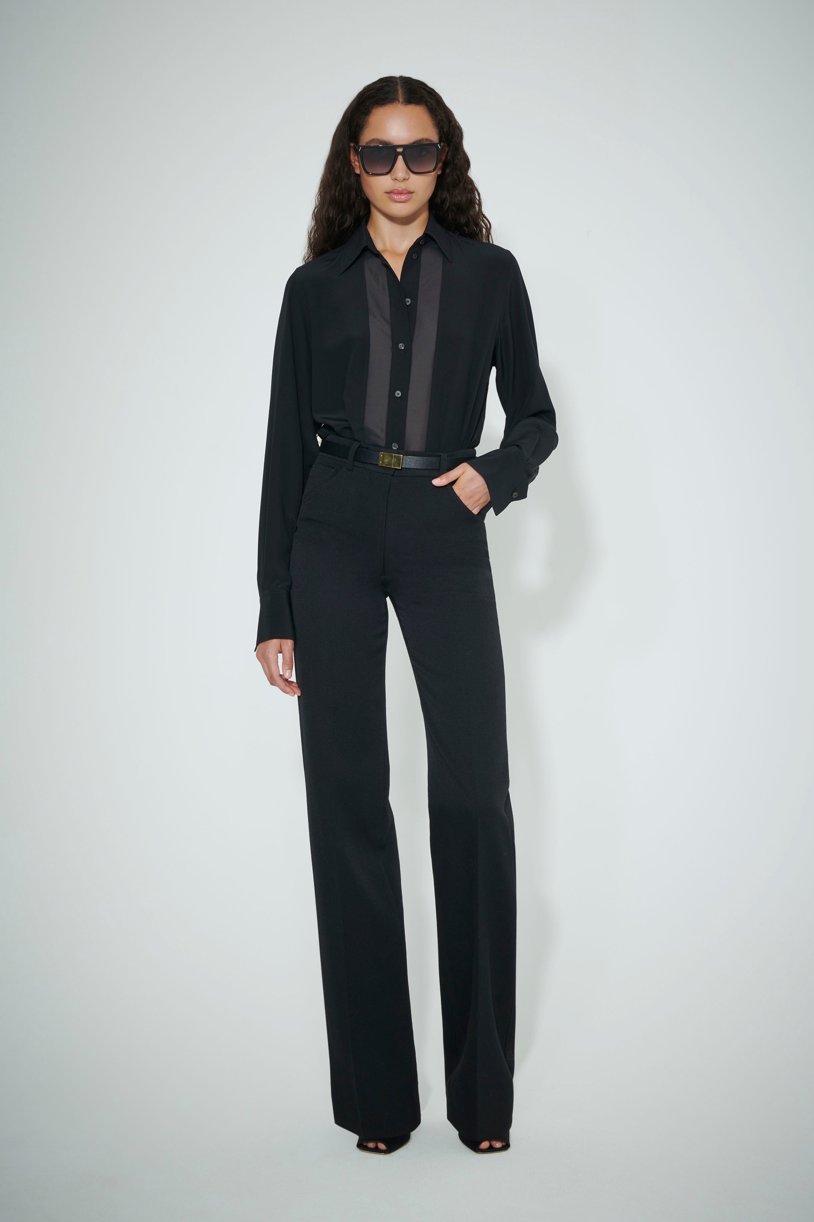 Panelled Shirt in Black - 2
