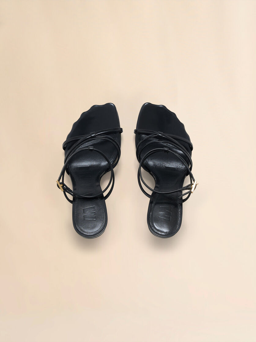 BLACK LEATHER MOONLIGHT SANDAL WITH ANKLE STRAP - 4