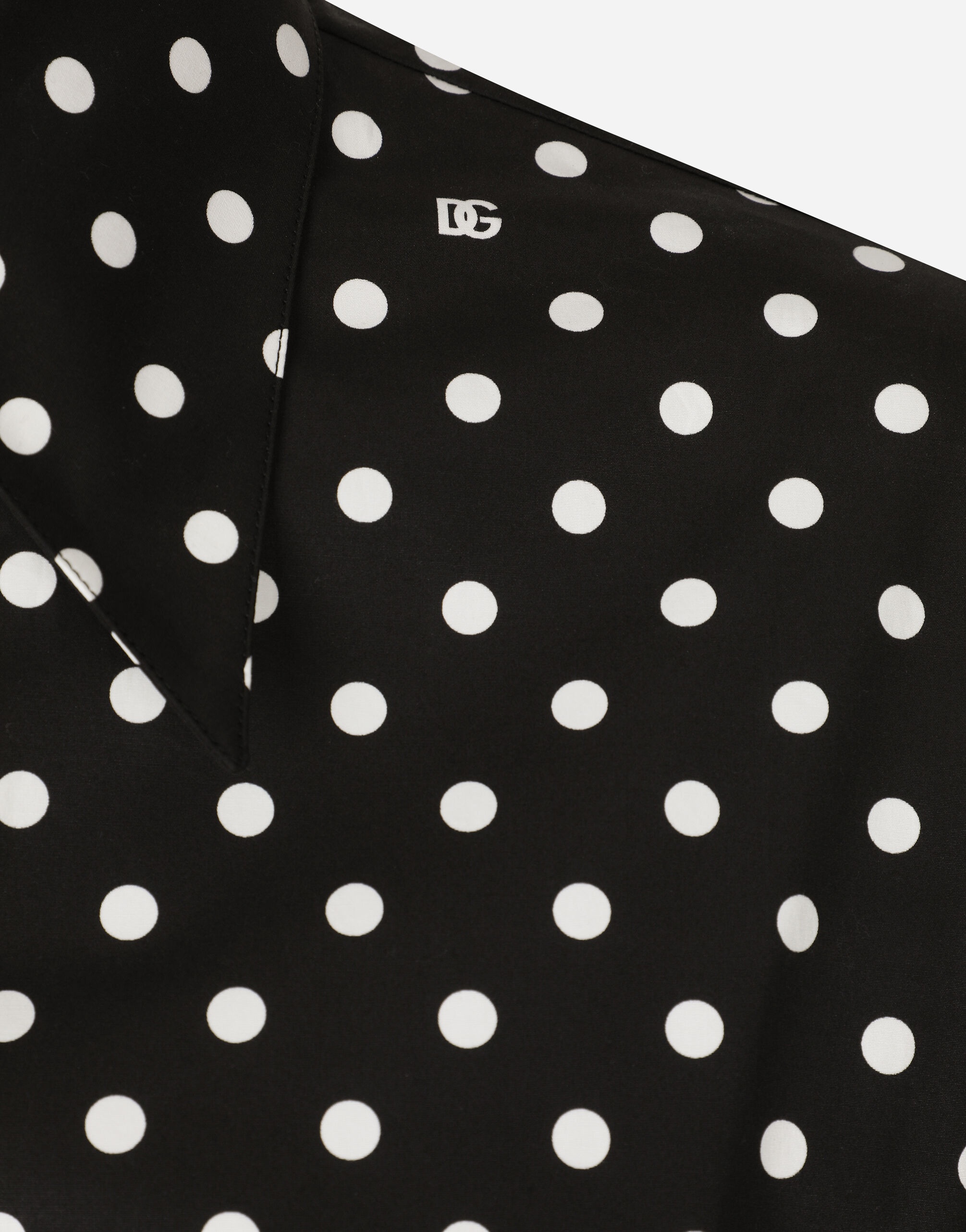 Cropped cotton poplin shirt with knot detail and polka-dot print - 4