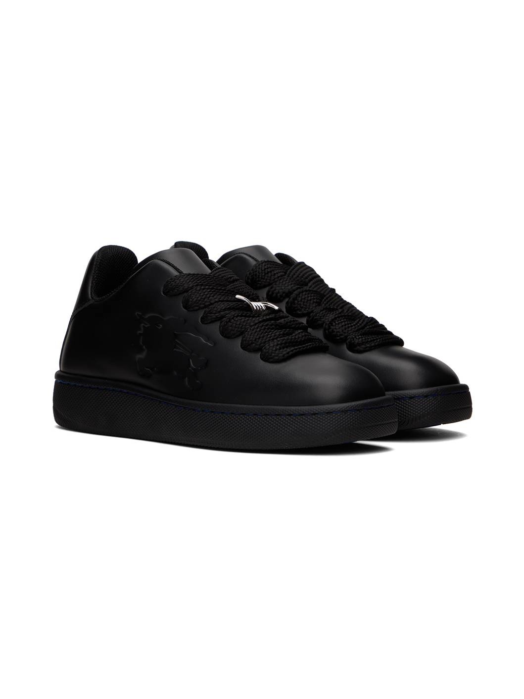 Black Leather Box Sneakers - 4