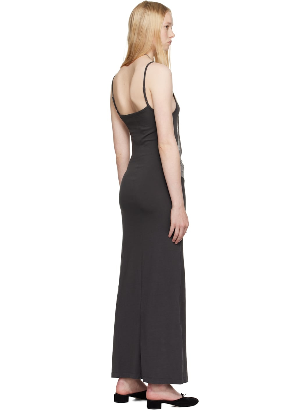 Gray Layered Halter Neck Maxi Dress - 3