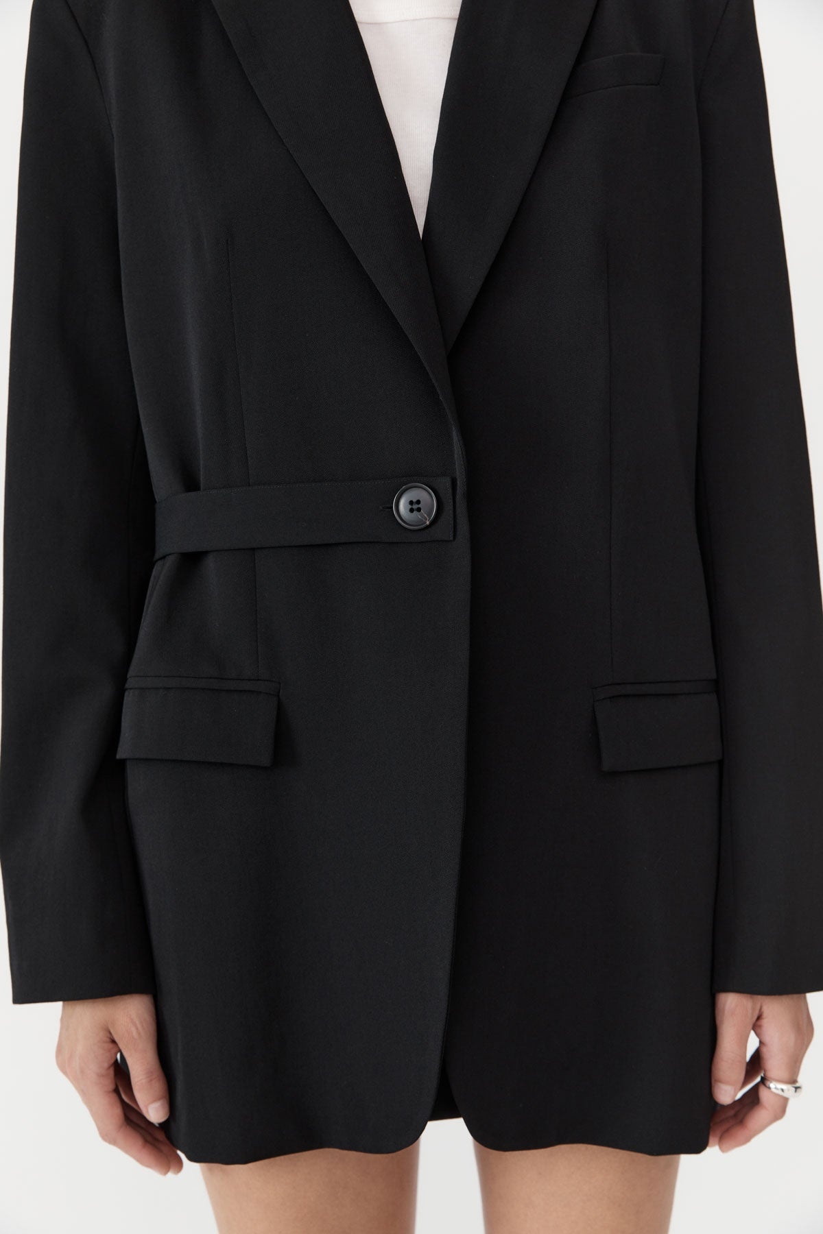Belt Detail Blazer - Black - 5