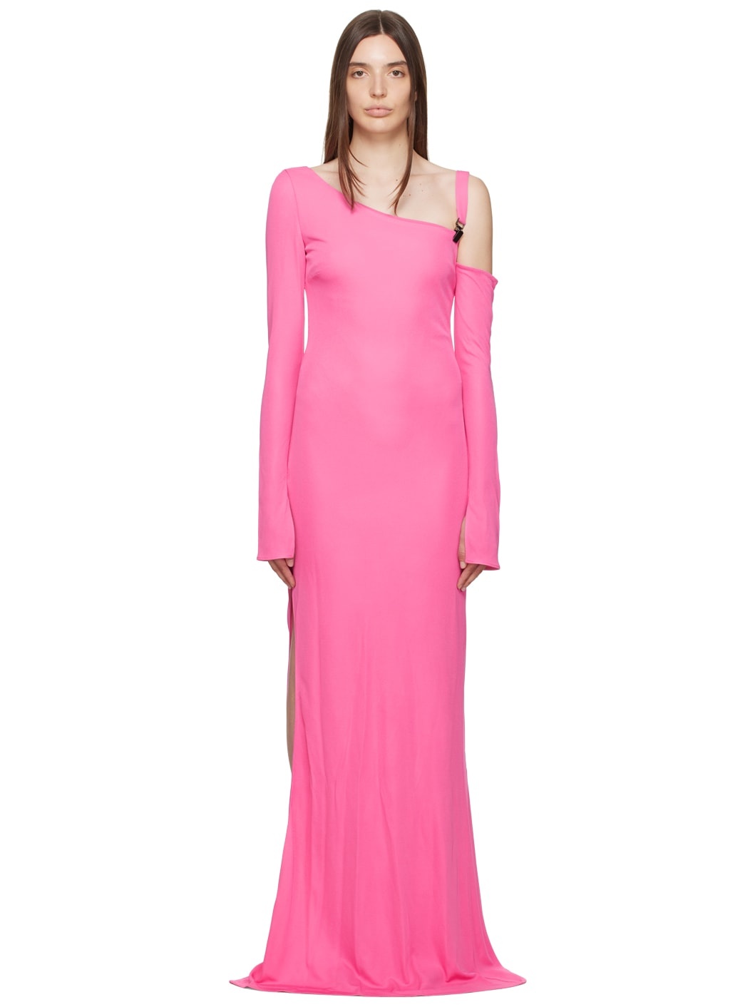 Pink Asymmetric Maxi Dress - 1