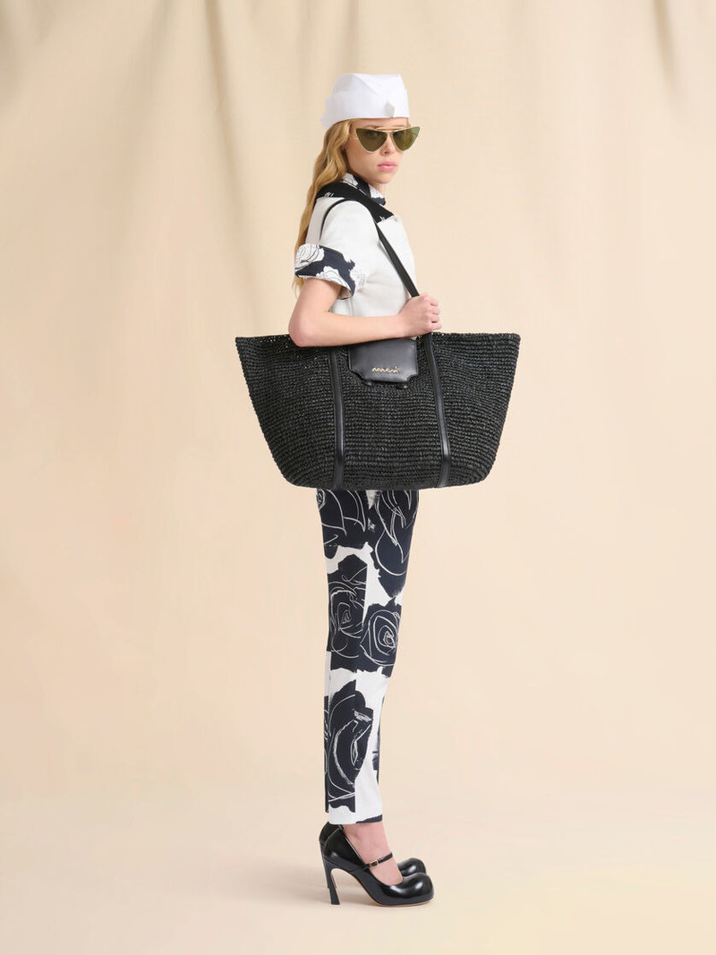 Marni MEDIUM BLACK RAFFIA-EFFECT TRUNKAROO BEACH BAG outlook