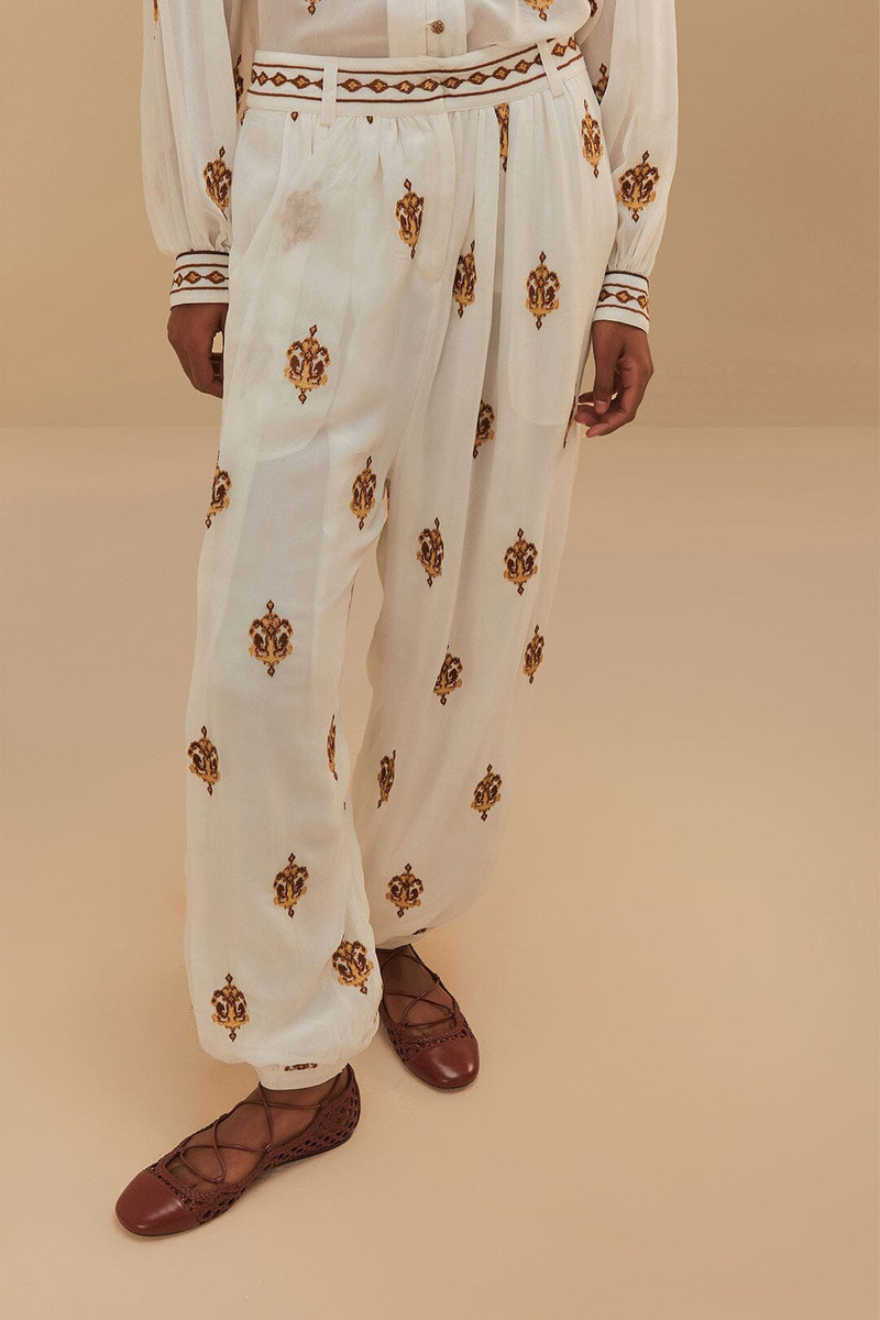 FARM RIO Off-White Anchor Tapestry Embroidered Pants outlook
