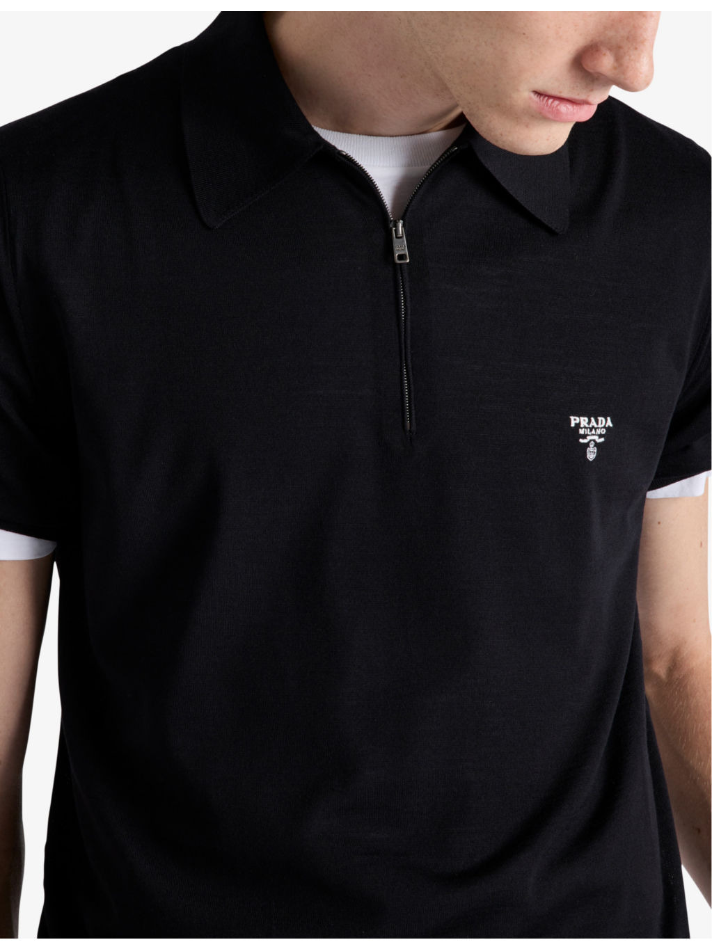 Logo-embroidered short-sleeved wool polo shirt - 3