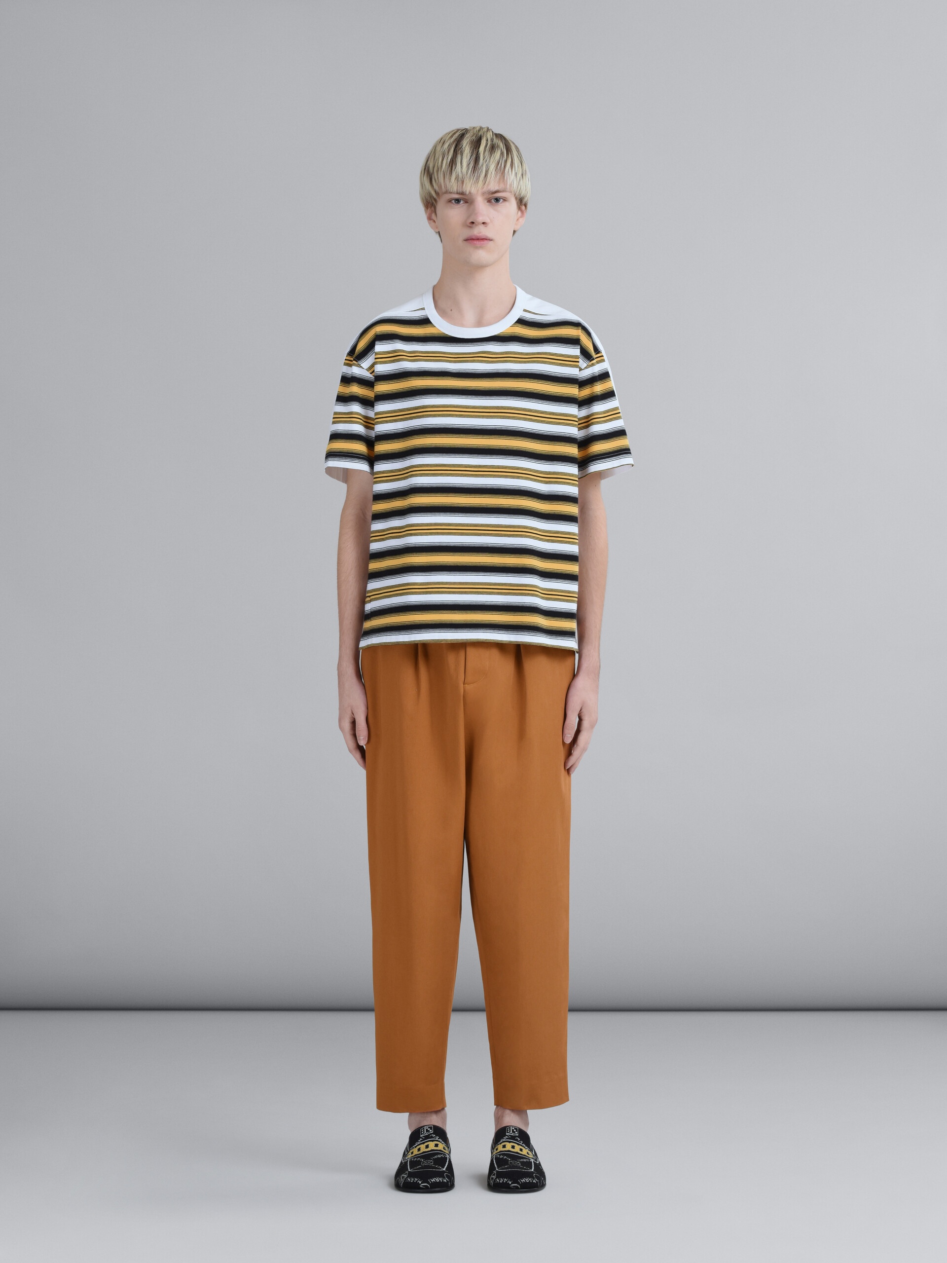 BROWN COTTON GABARDINE PANTS - 2