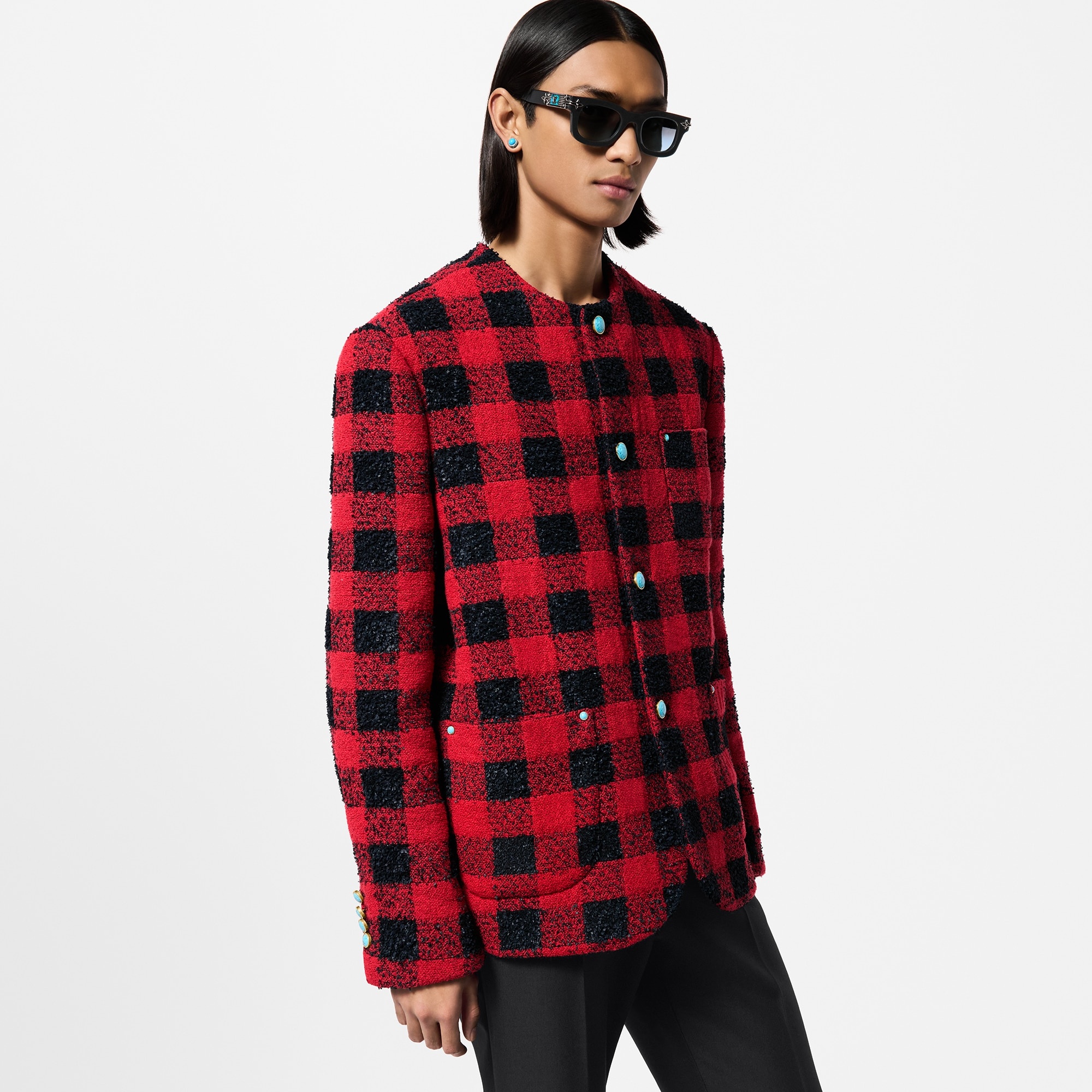 Damier Collarless Tweed Jacket - 2