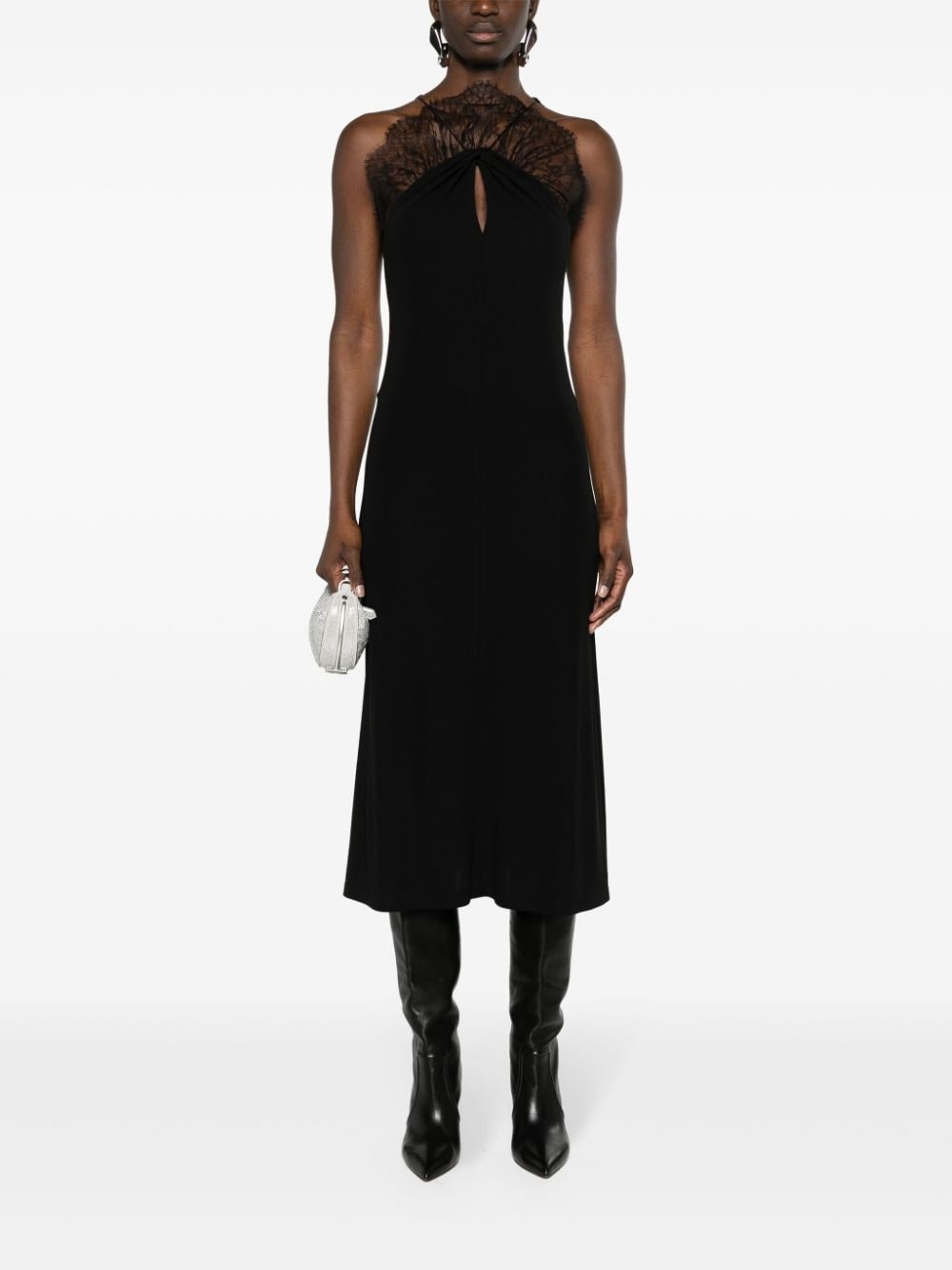 lace-appliquÃ© halterneck midi dress - 2
