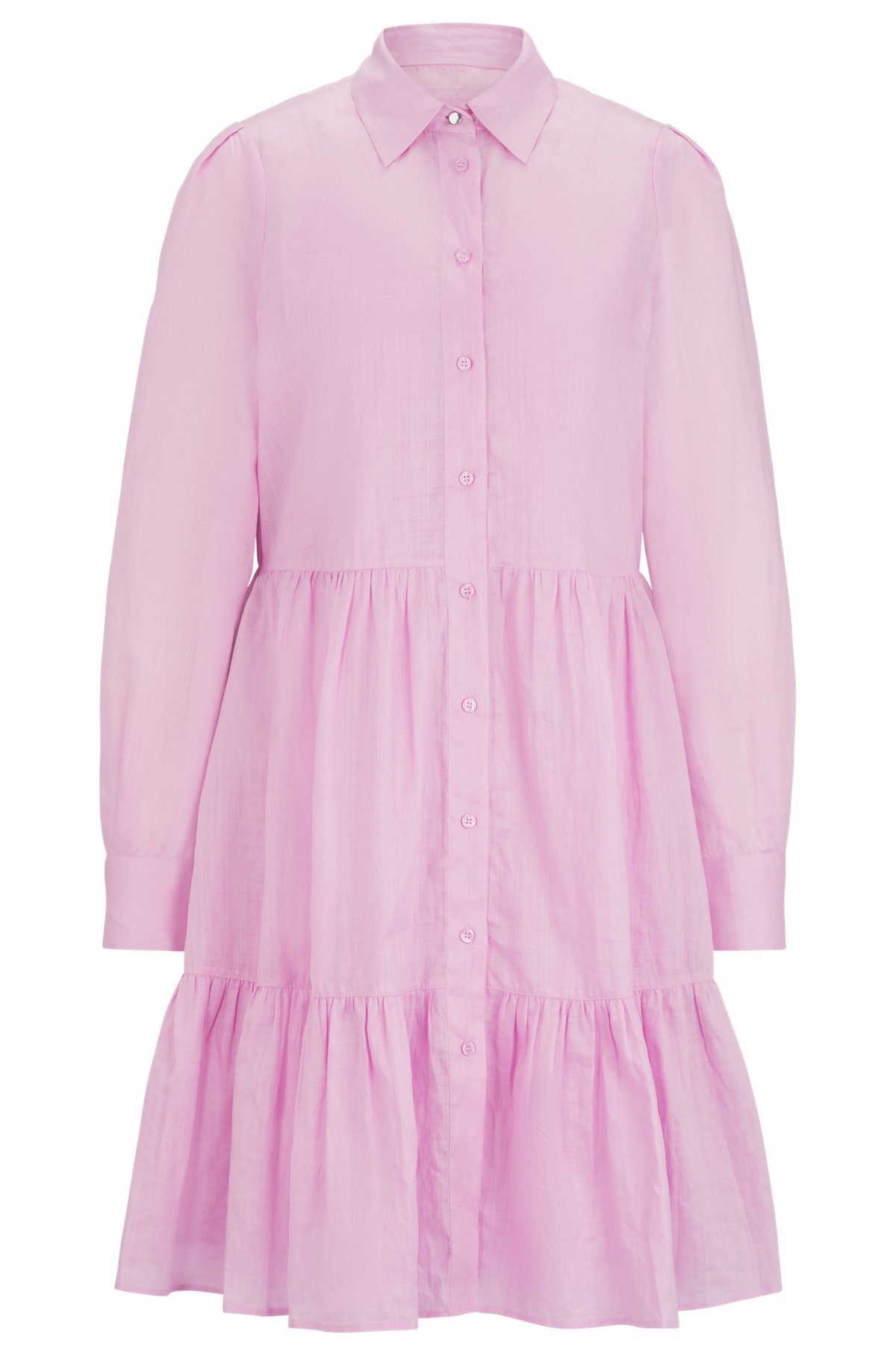 TIERED SHIRT DRESS IN RAMIE WITH COTTON INNER DRESS - 1