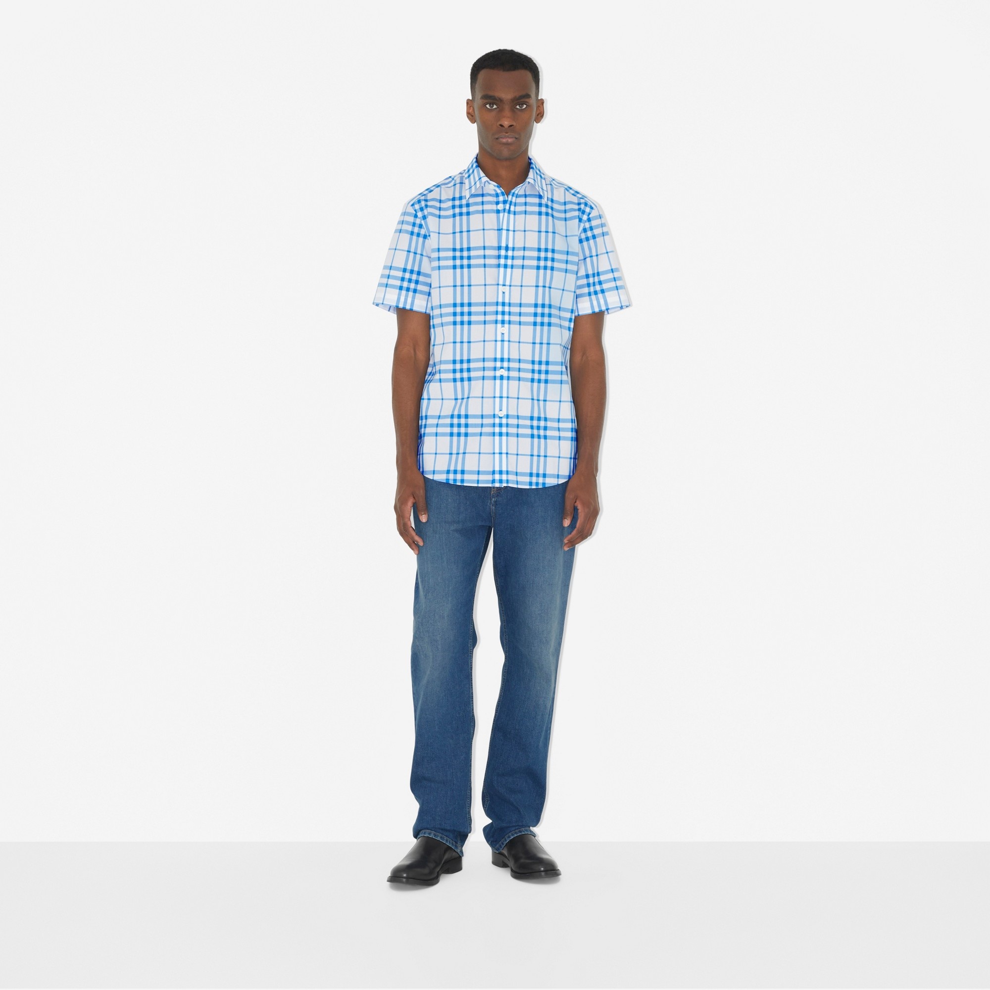 Short-sleeve Check Cotton Shirt - 2