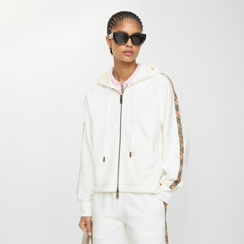 Burberry Check Trim Cotton Zip Hoodie outlook