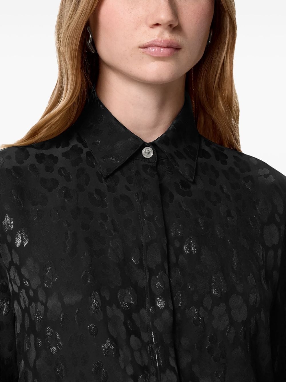 leopard-jacquard satin shirt - 5