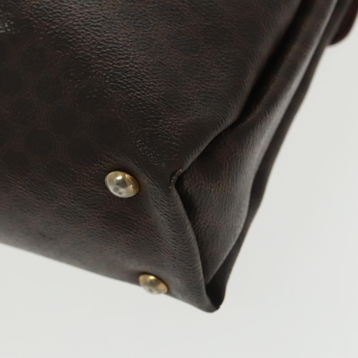 CELINE Macadam Canvas Hand Bag Pvc Leather Brown Gold - 16