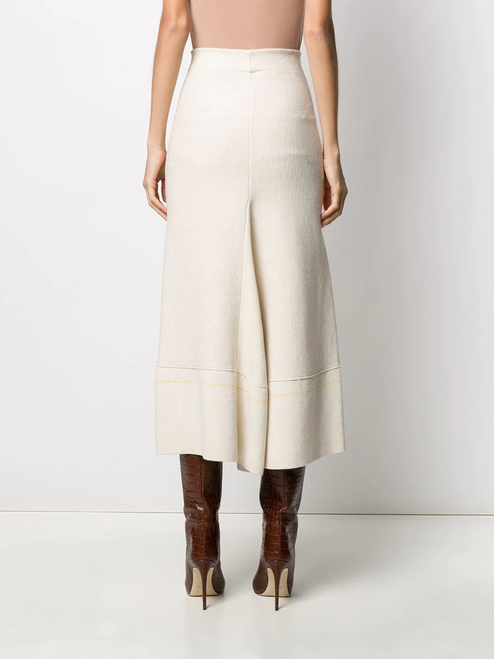 high-rise flared knitted midi skirt - 4