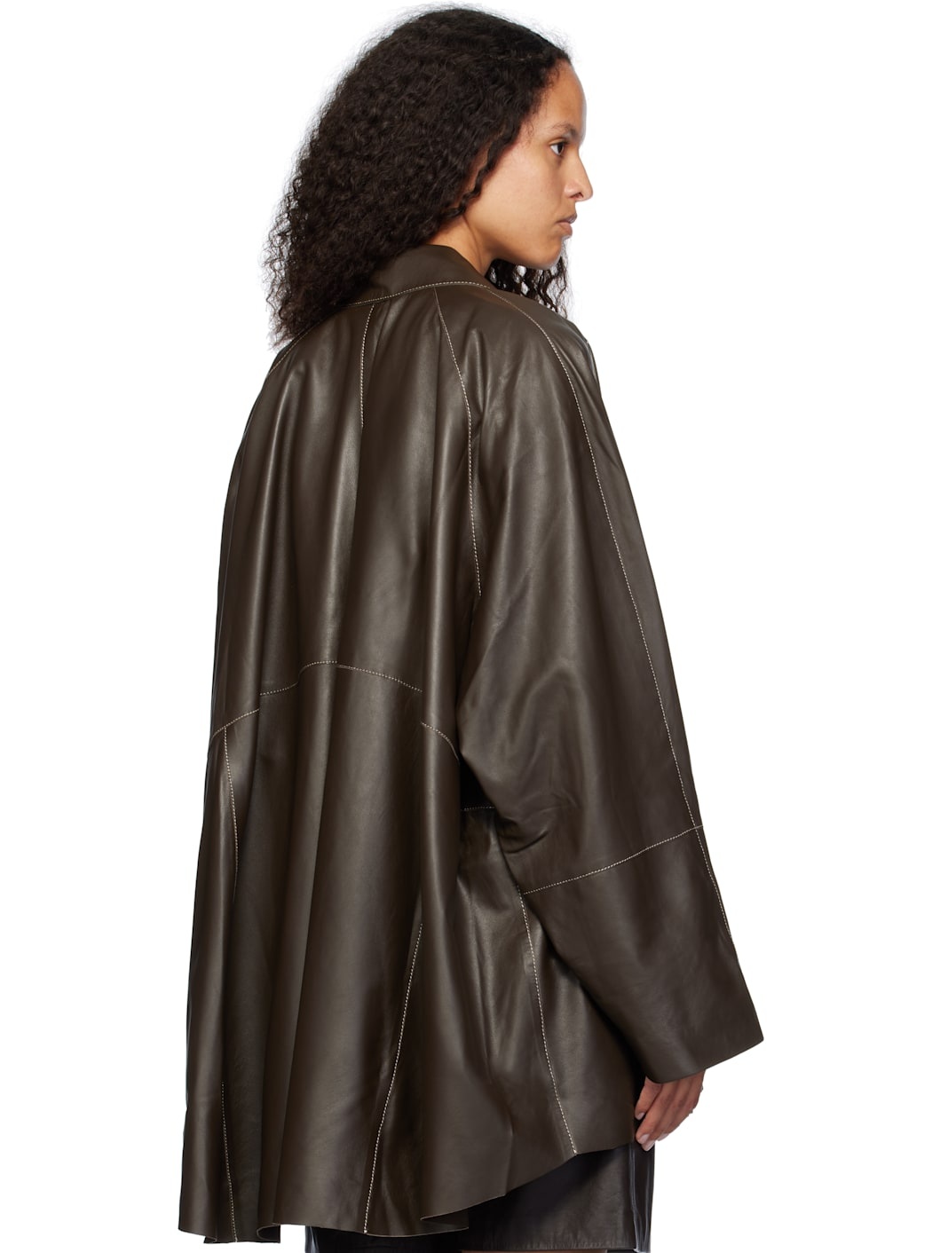 Brown Wide Leather Jacket - 3