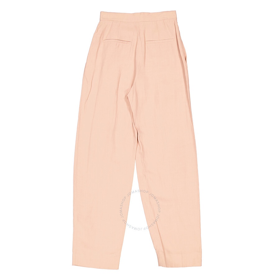 Stella Mccartney Rose Fluid Linen Pleat Front Straight Leg Trousers - 6