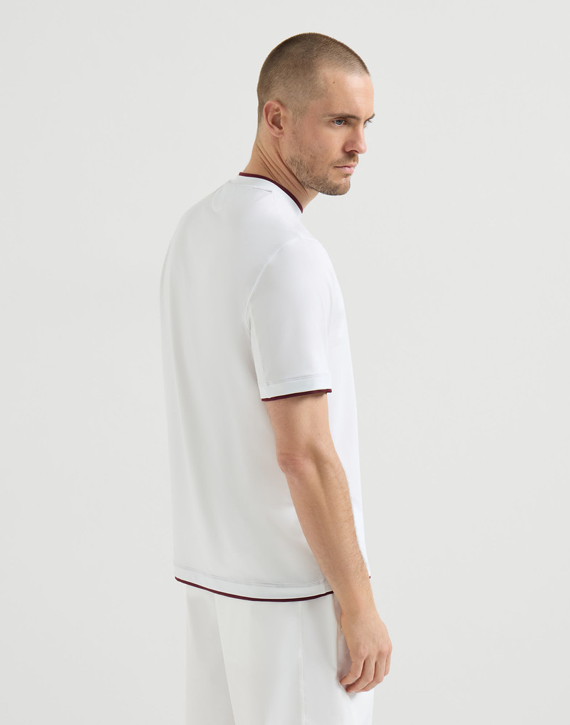 Comfort nylon crew neck T-shirt with faux-layering and logo 3