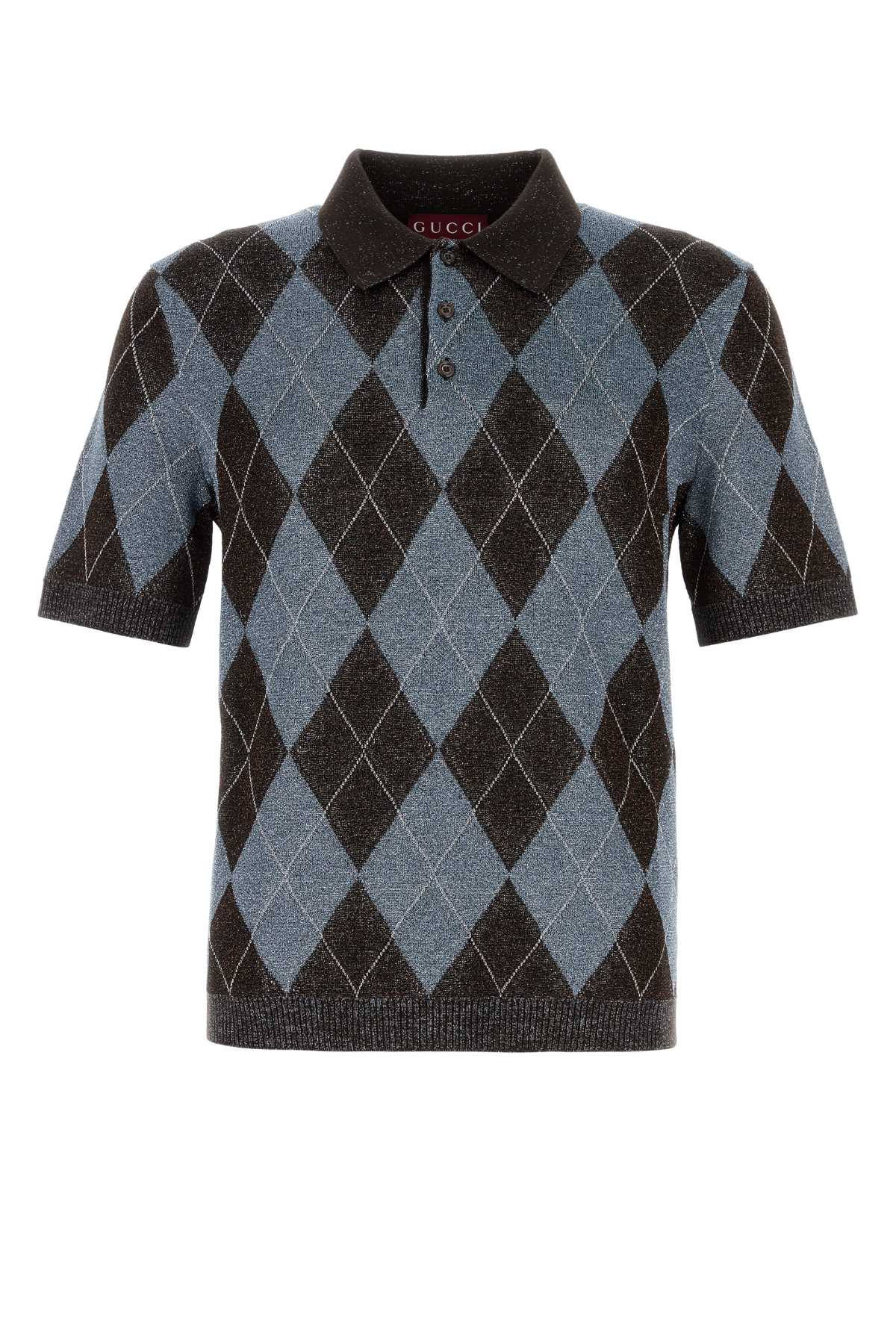 Gucci Men Embroidered Wool Blend Polo Shirt - 1