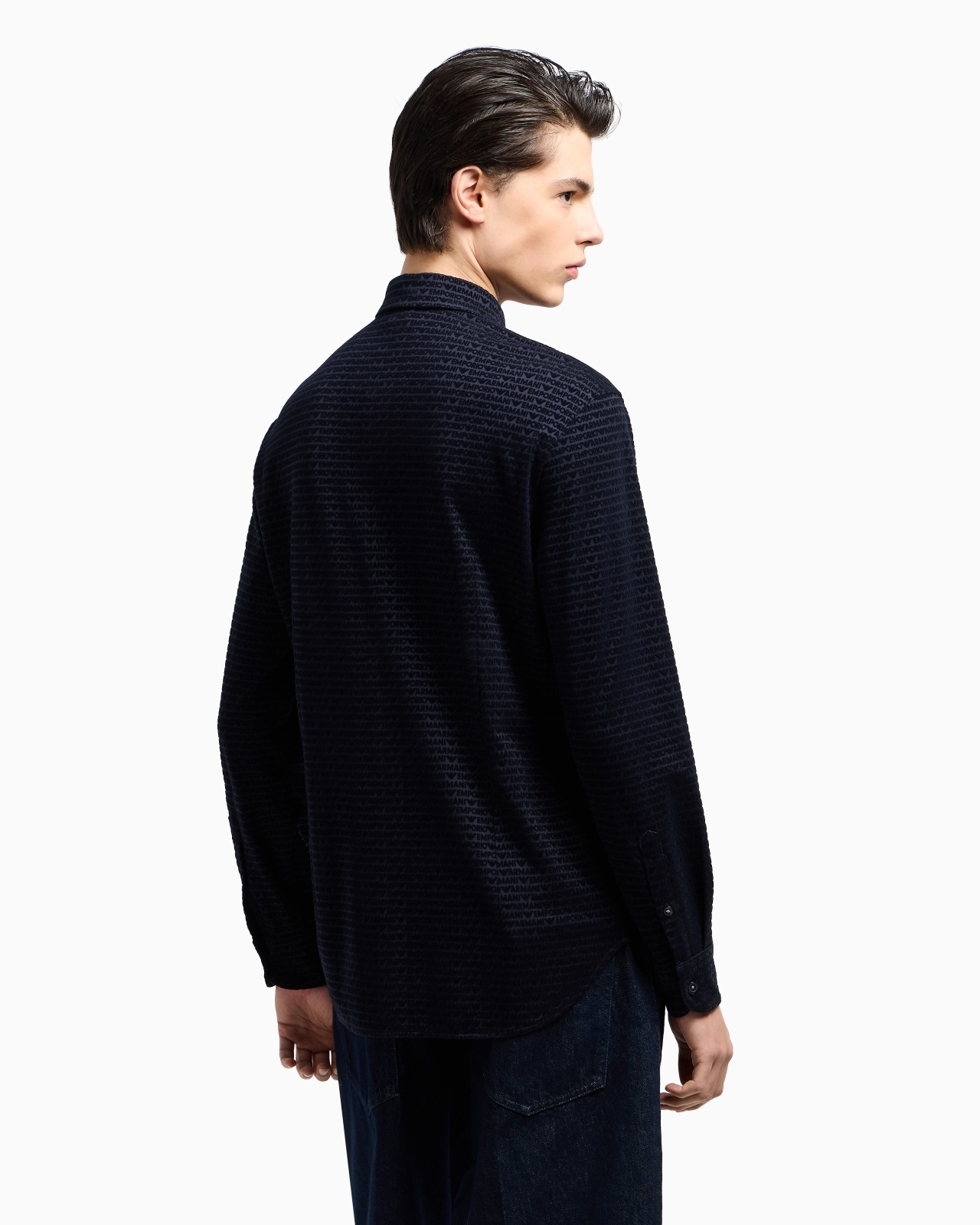 ASV LYOCELL BLEND JERSEY SHIRT WITH ALL-OVER FLOCKED LOGO LETTERING - 3