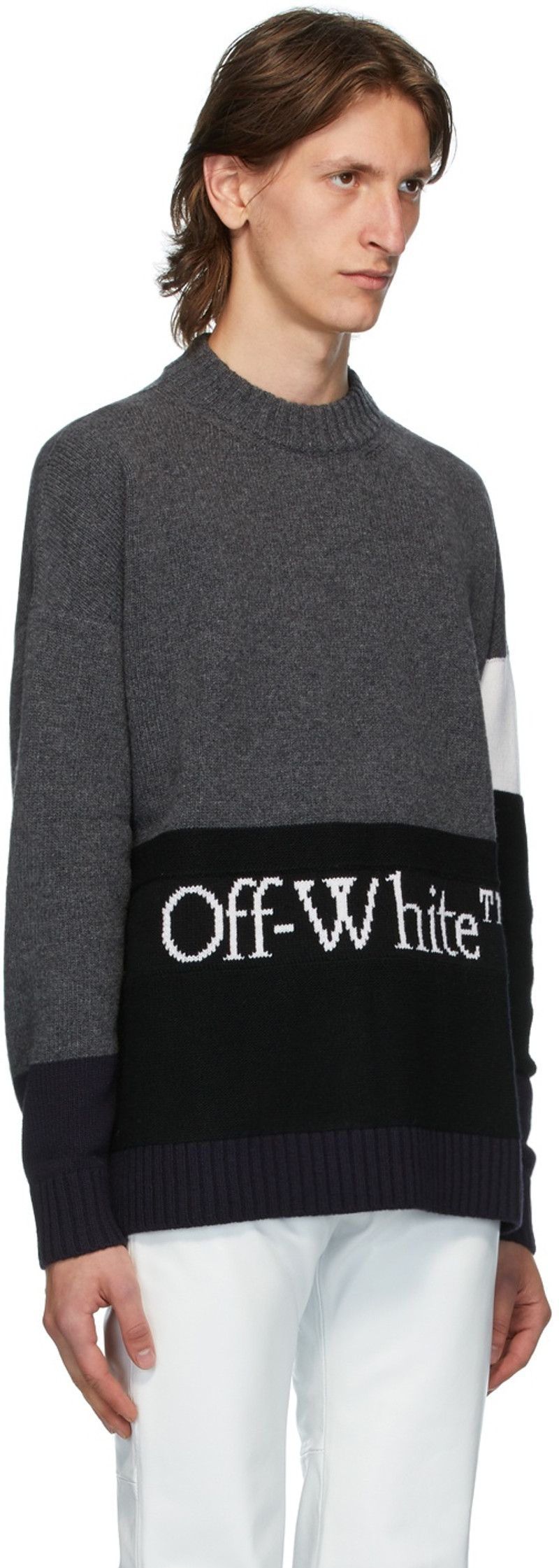 Off-White Grey Color Block Sweater outlook
