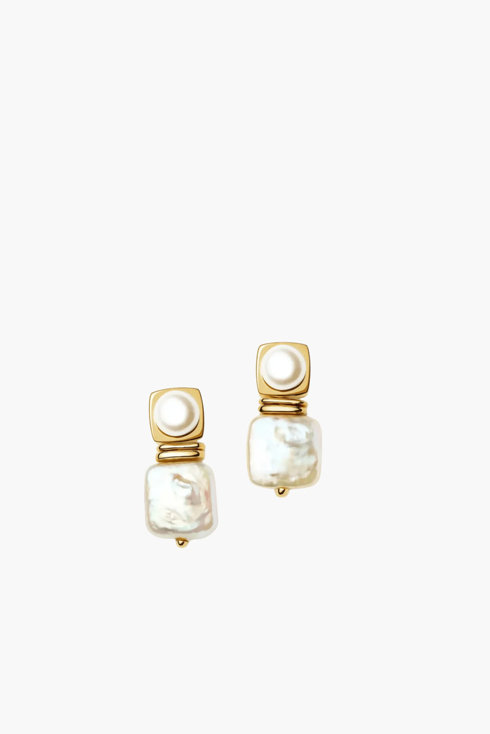 SQUARE PEARL STUD EARRINGS - 1
