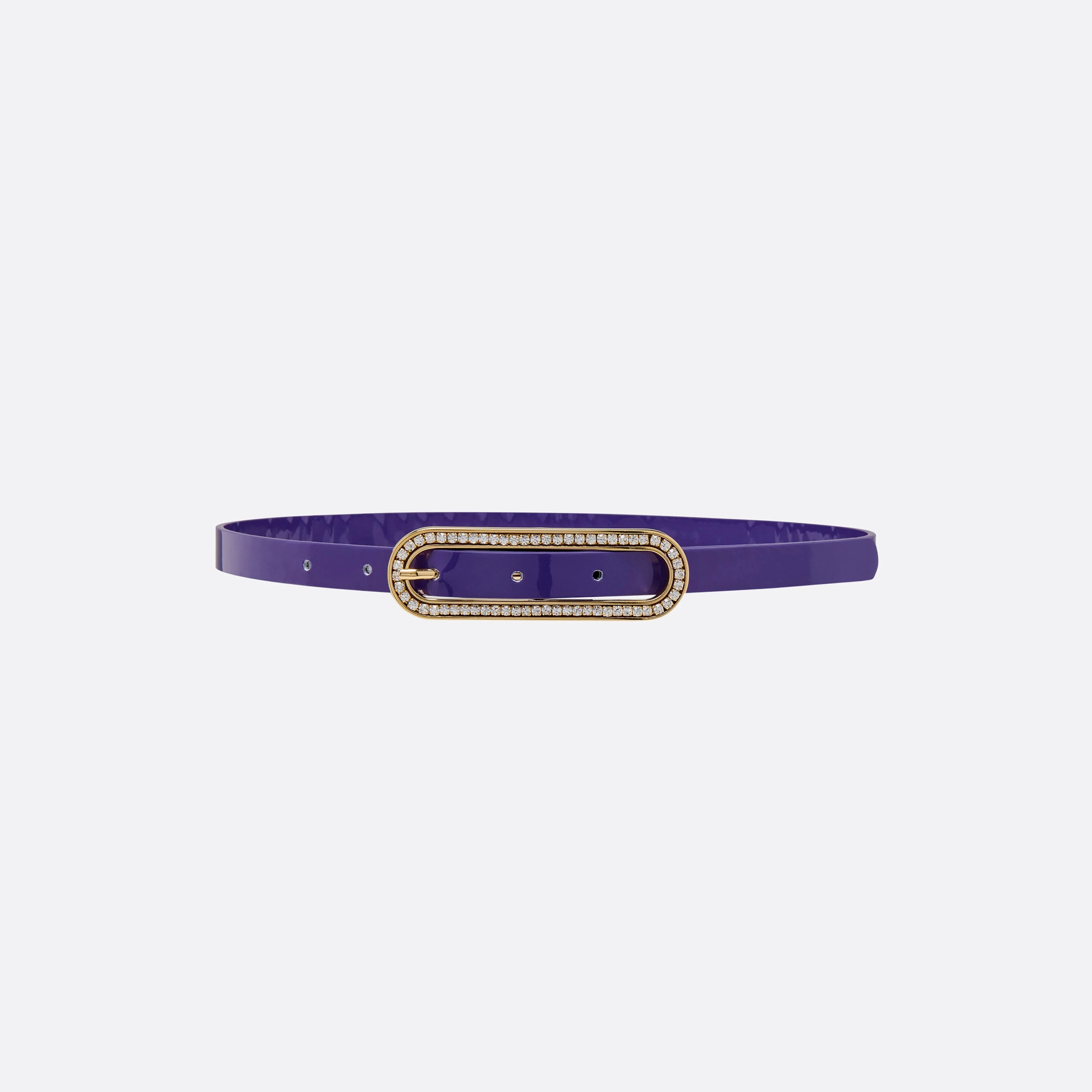 SLIM LEATHER BELT WITH CRYSTAL BUCKLE - 1