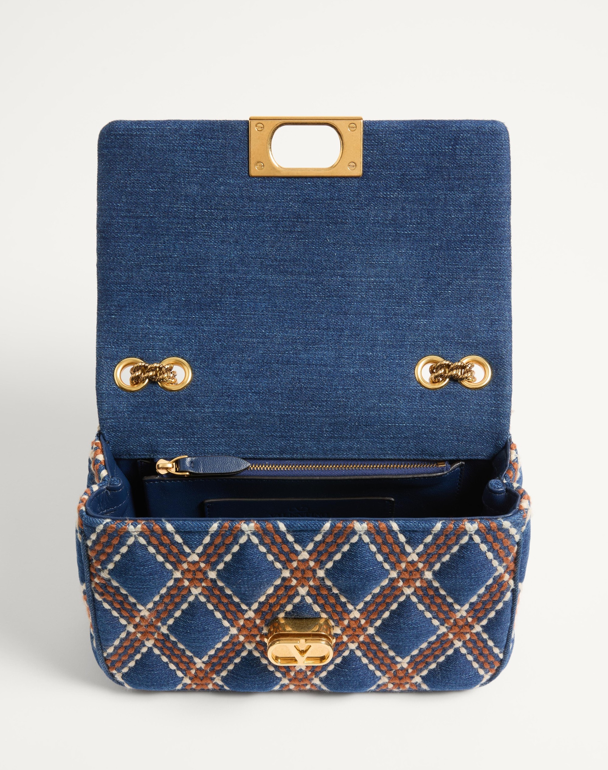 VALENTINO GARAVANI QUILTIE 67 MEDIUM DENIM SHOULDER BAG - 4