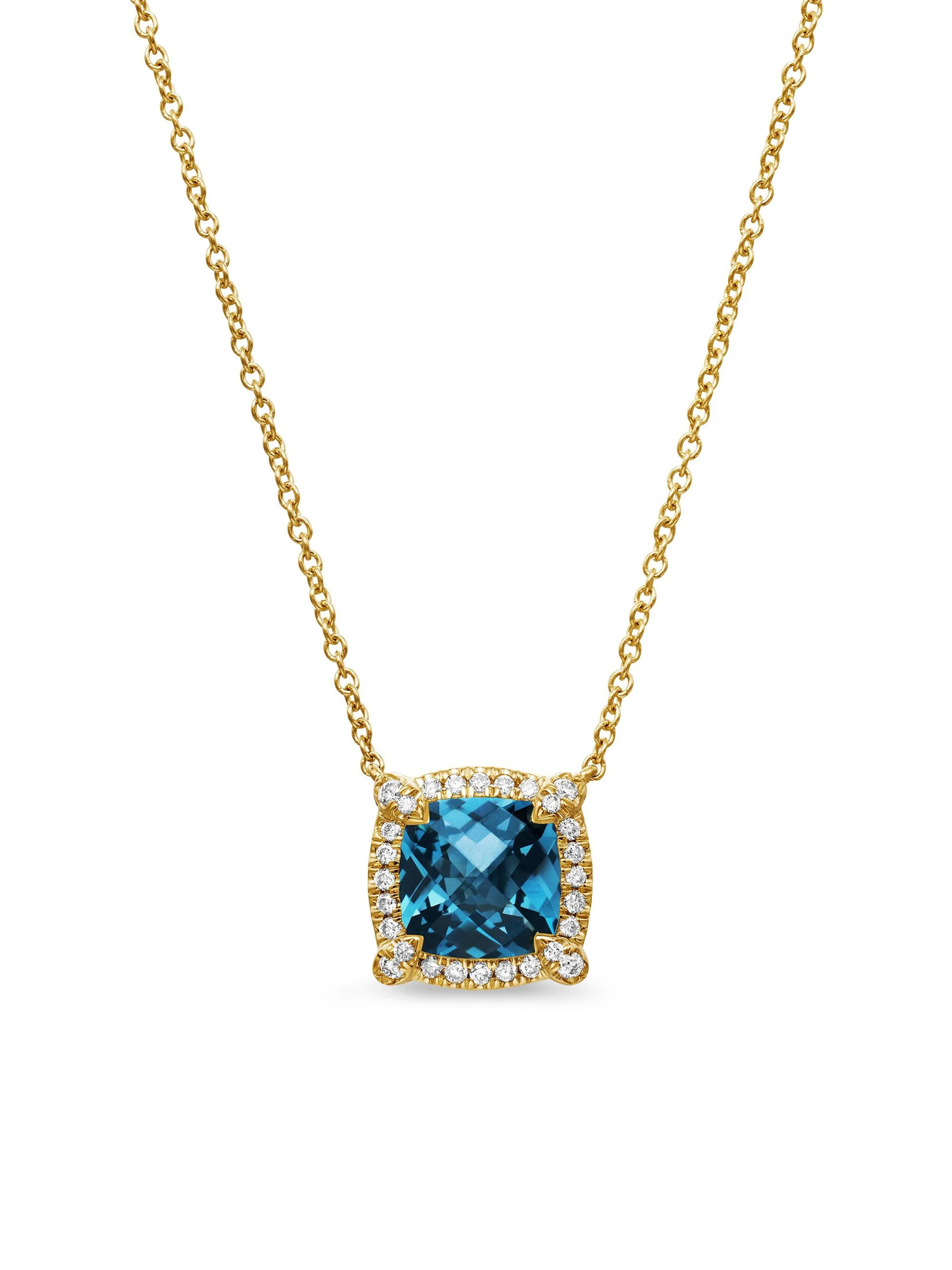 Women's Petite Chatelaine Pavé Bezel Pendant Necklace in 18K Yellow Gold with Diamonds - Hampton Blu - 1