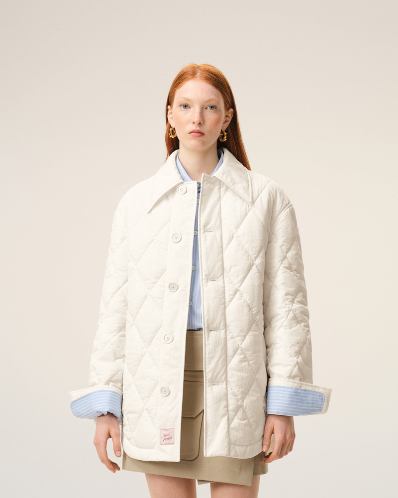 WHITE NYLON PADDED BUTTONED JACKET 3