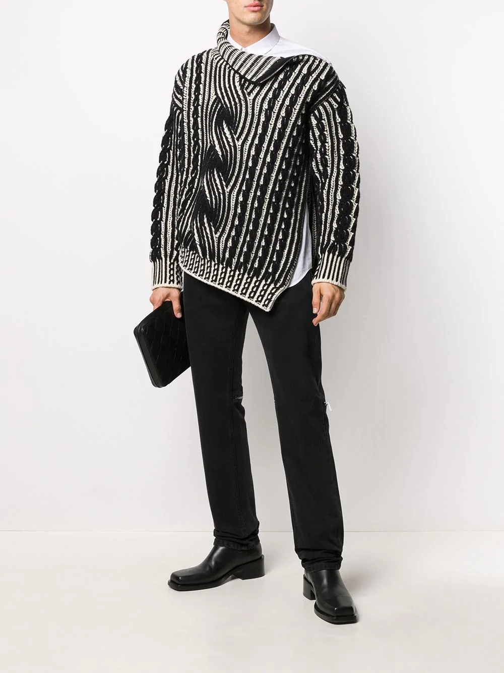 zip-detail cable-knit jumper - 2