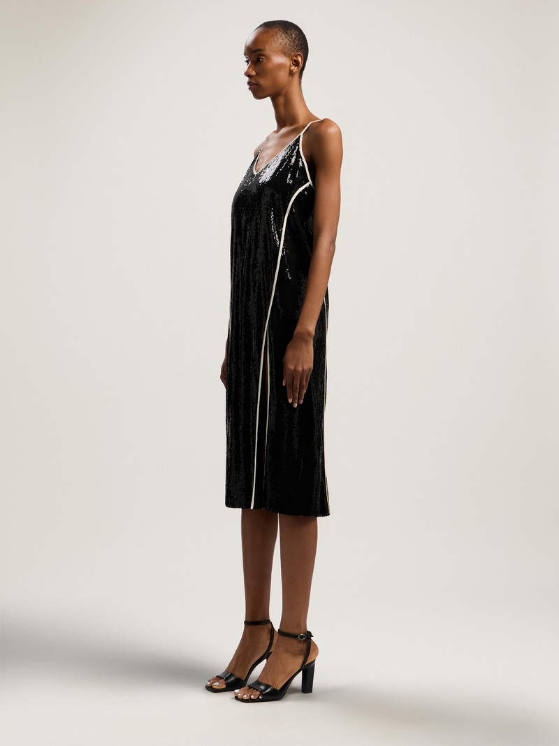 Curved Logo Sequin Slip Dress 3