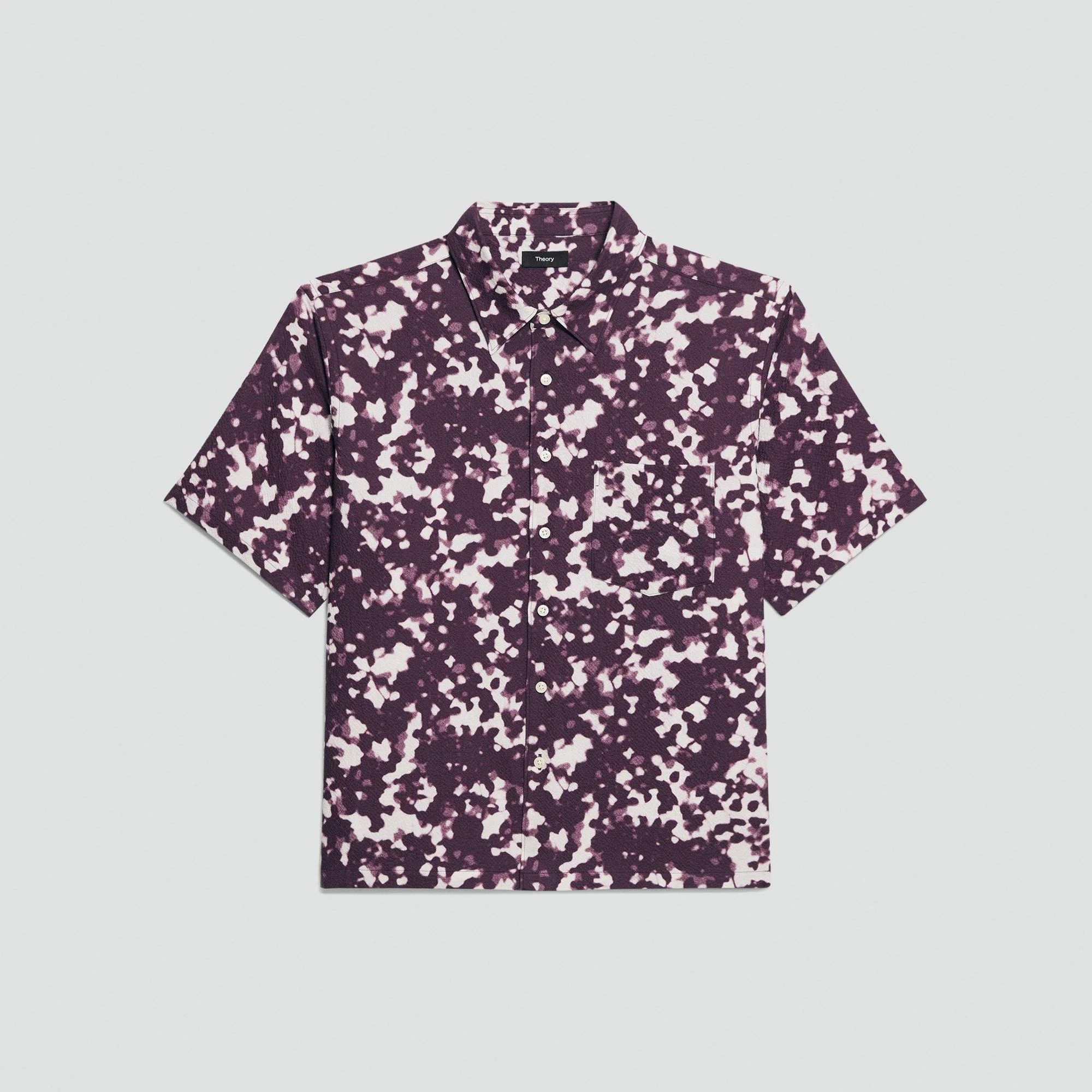 Weekend Short-Sleeve Shirt in Printed Cotton Seersucker - 1