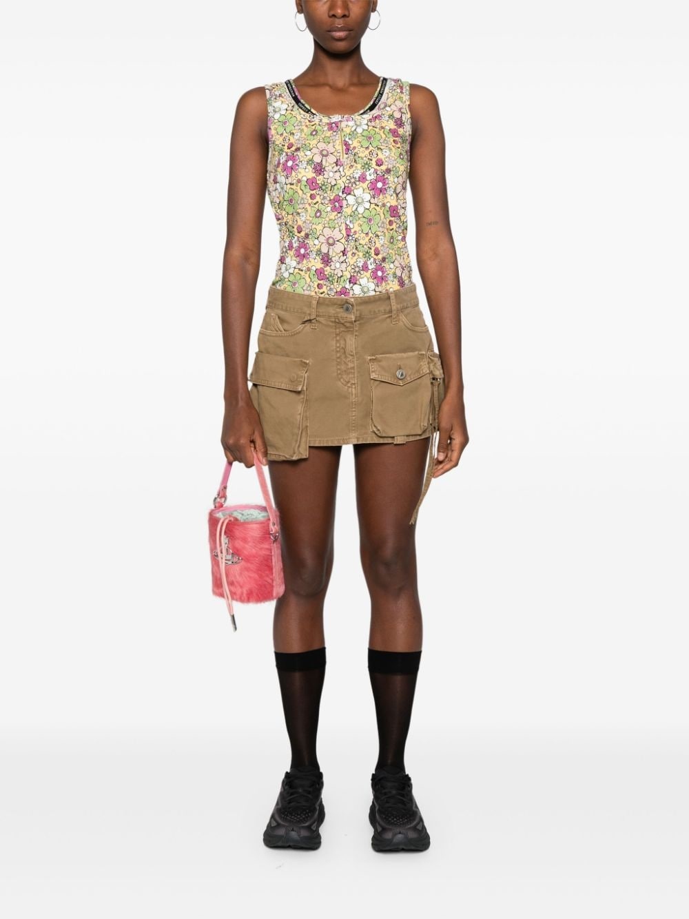 layered floral-print tank top - 3