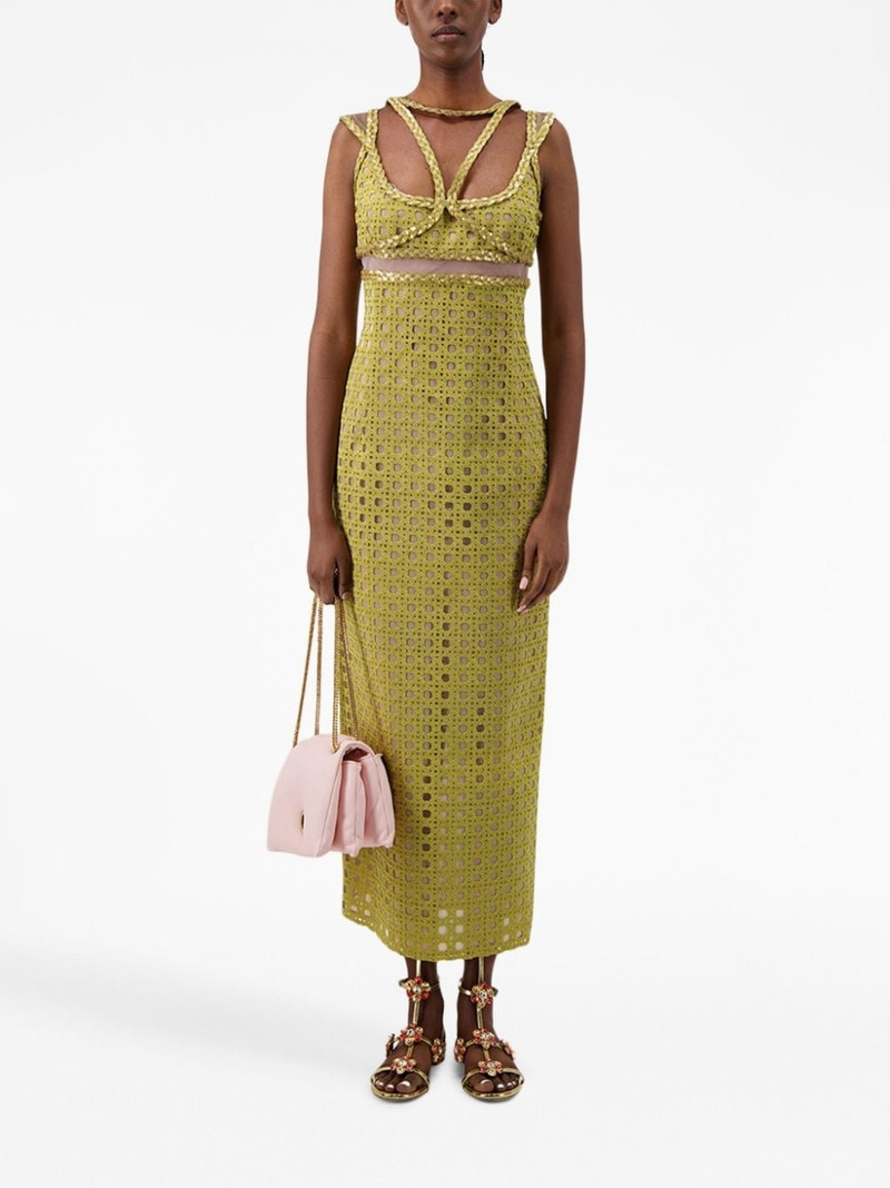 GIAMBATTISTA VALLI halterneck macramÃ© maxi dress outlook